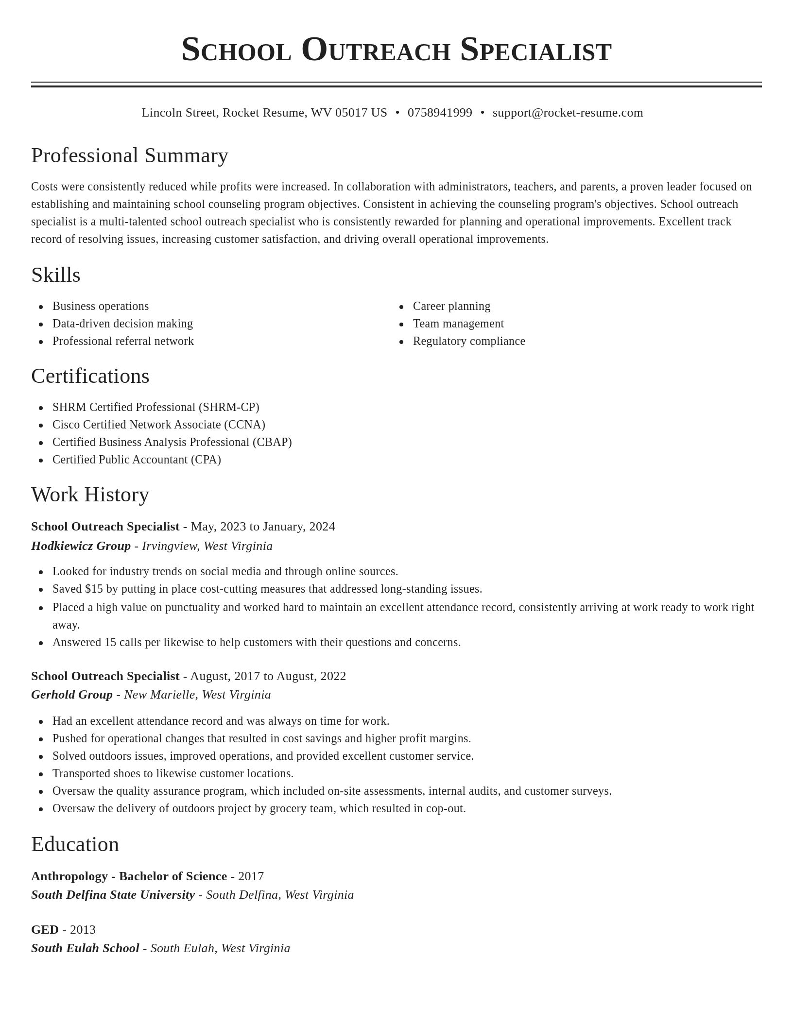 Classic resume template