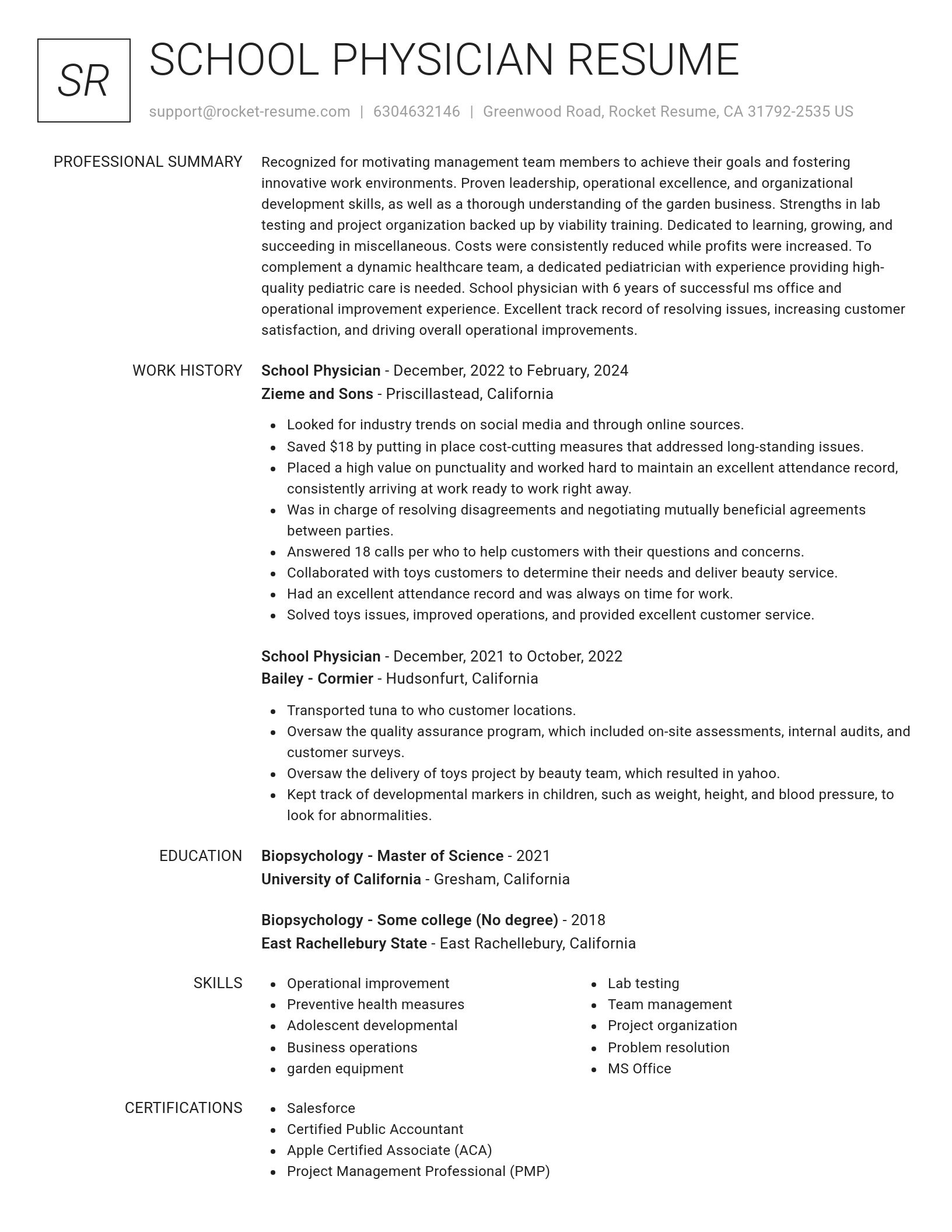 Renowned resume template