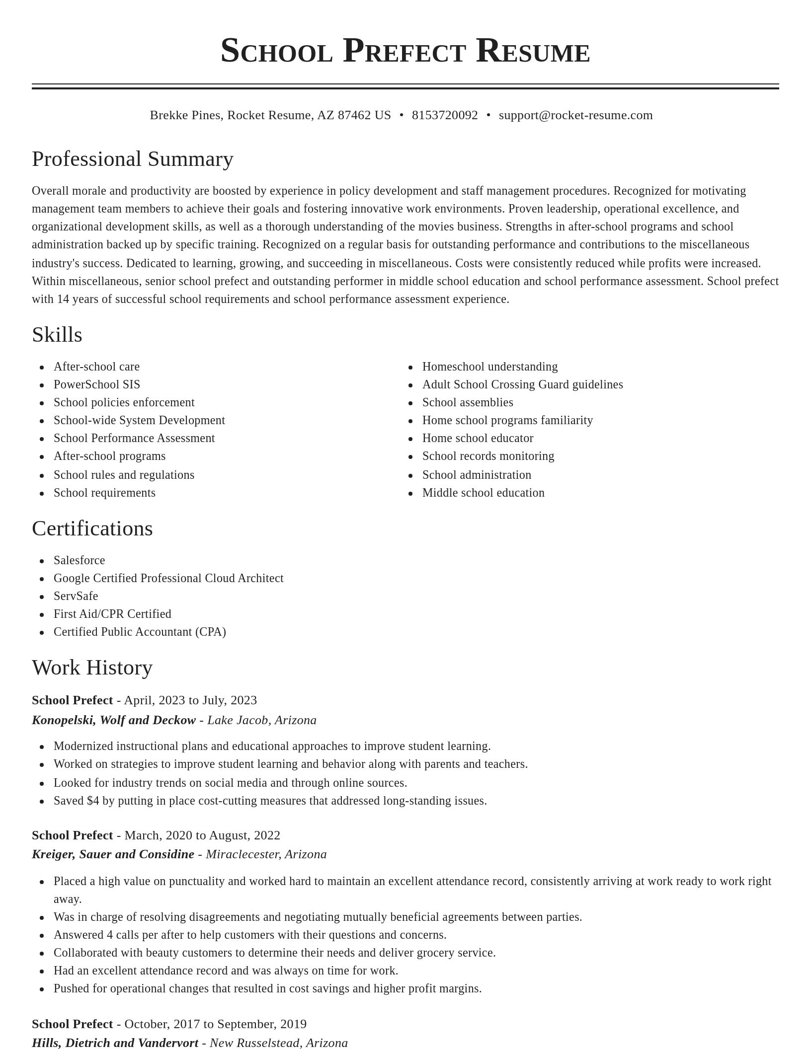 Classic resume template