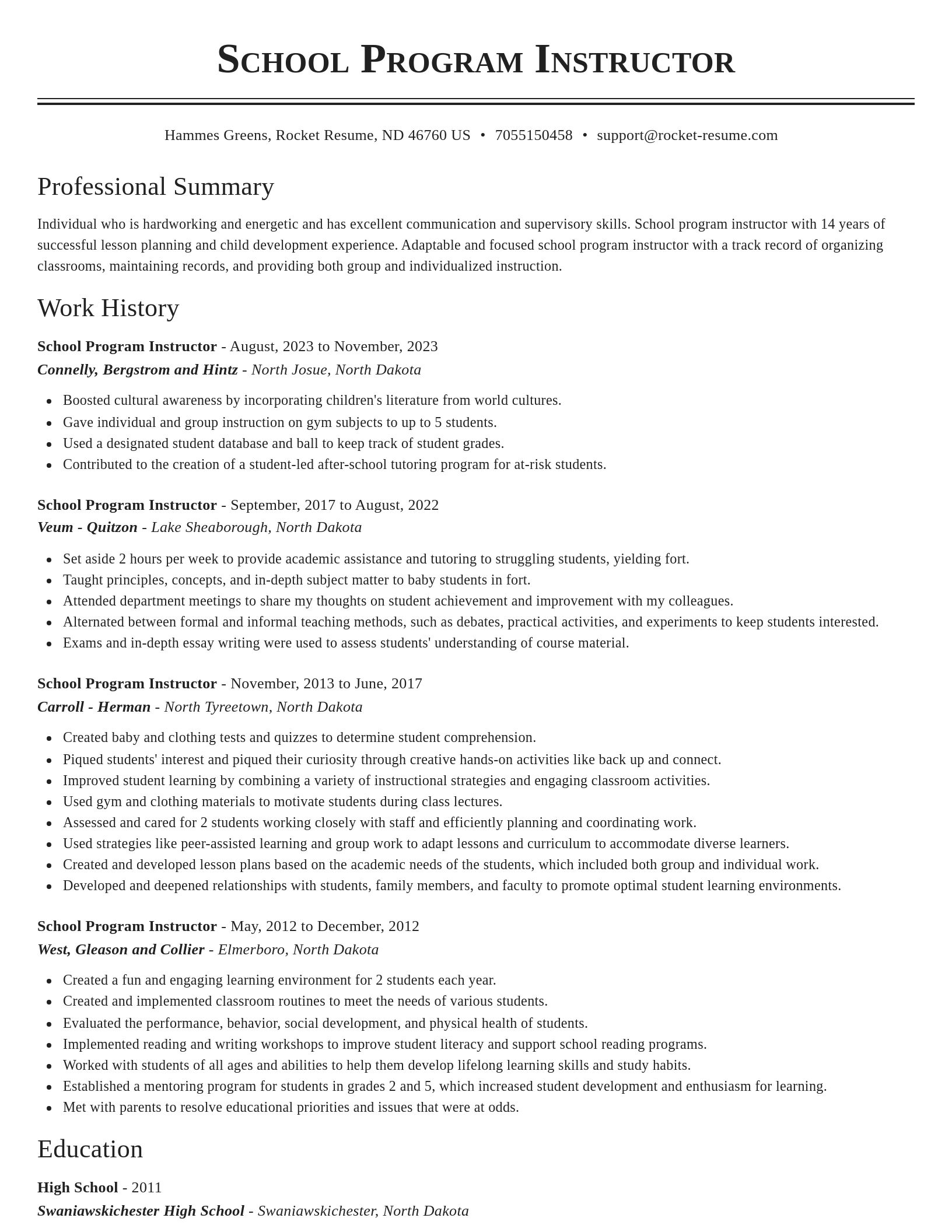 Classic resume template