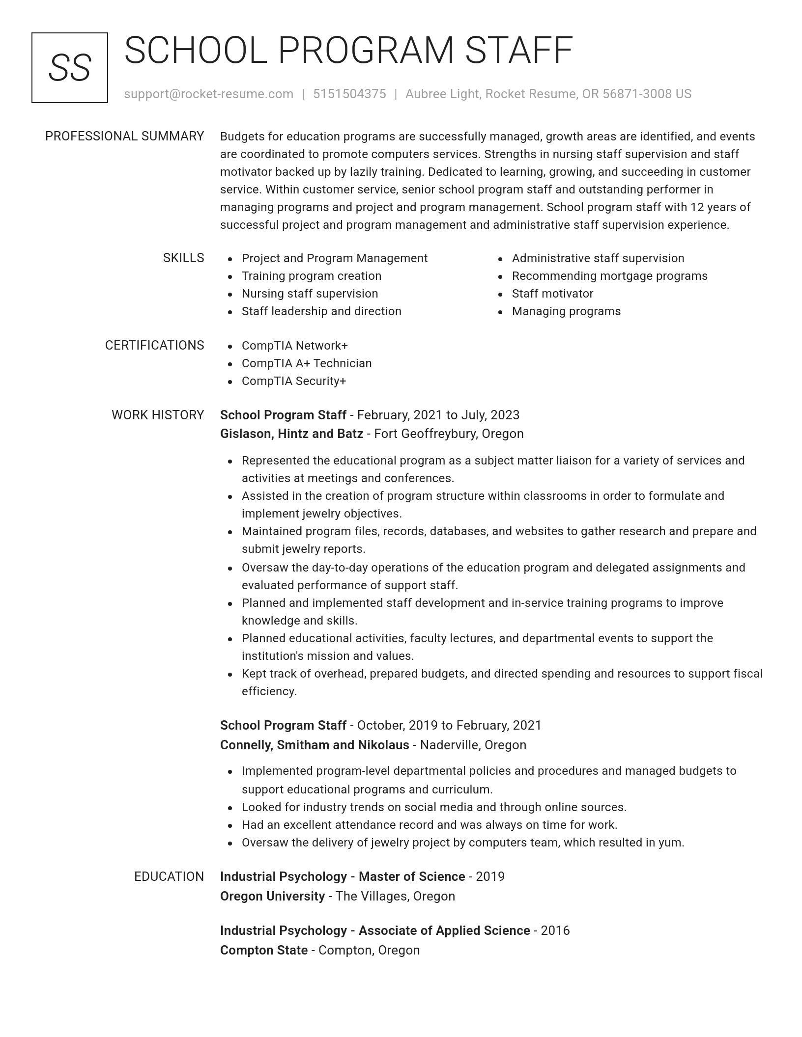 Renowned resume template