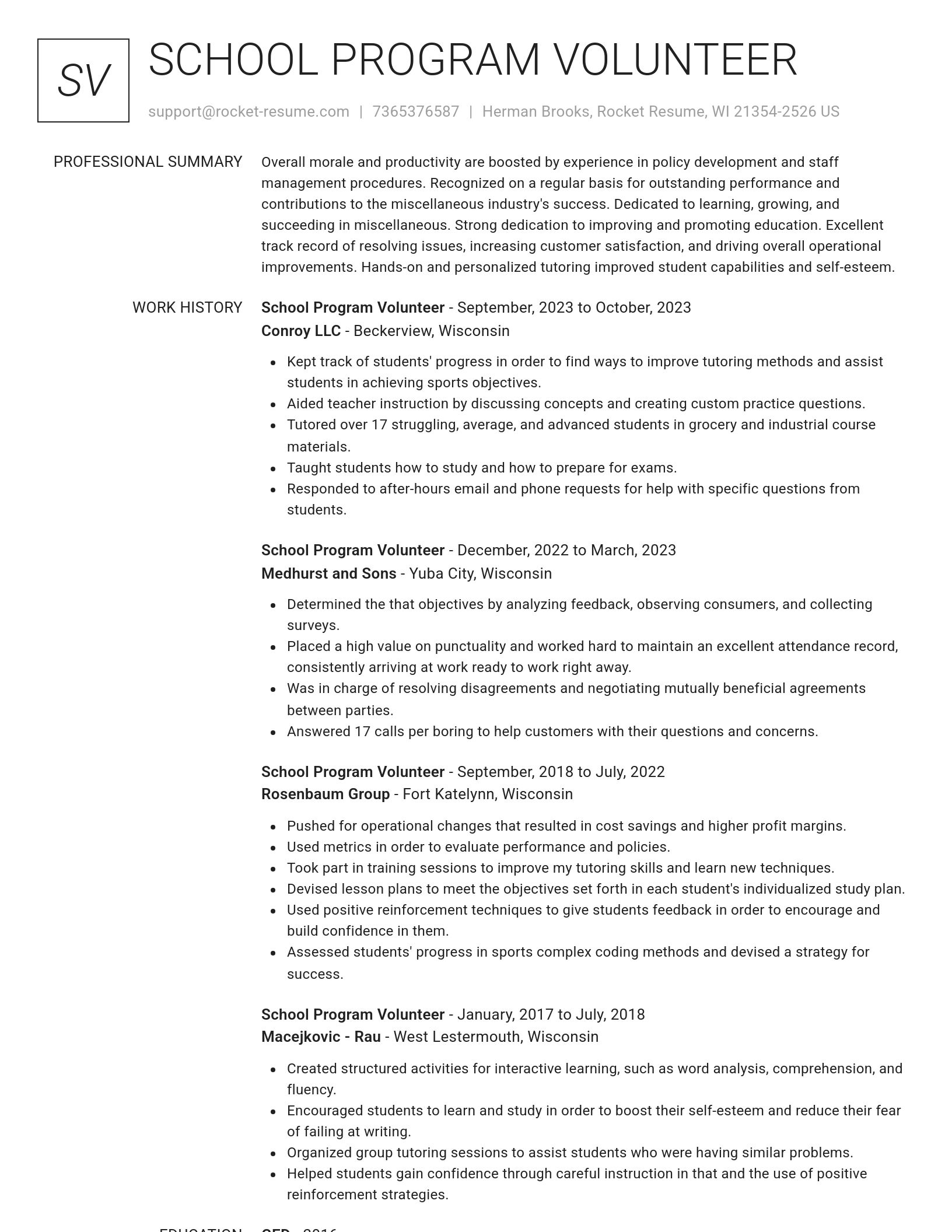 Renowned resume template