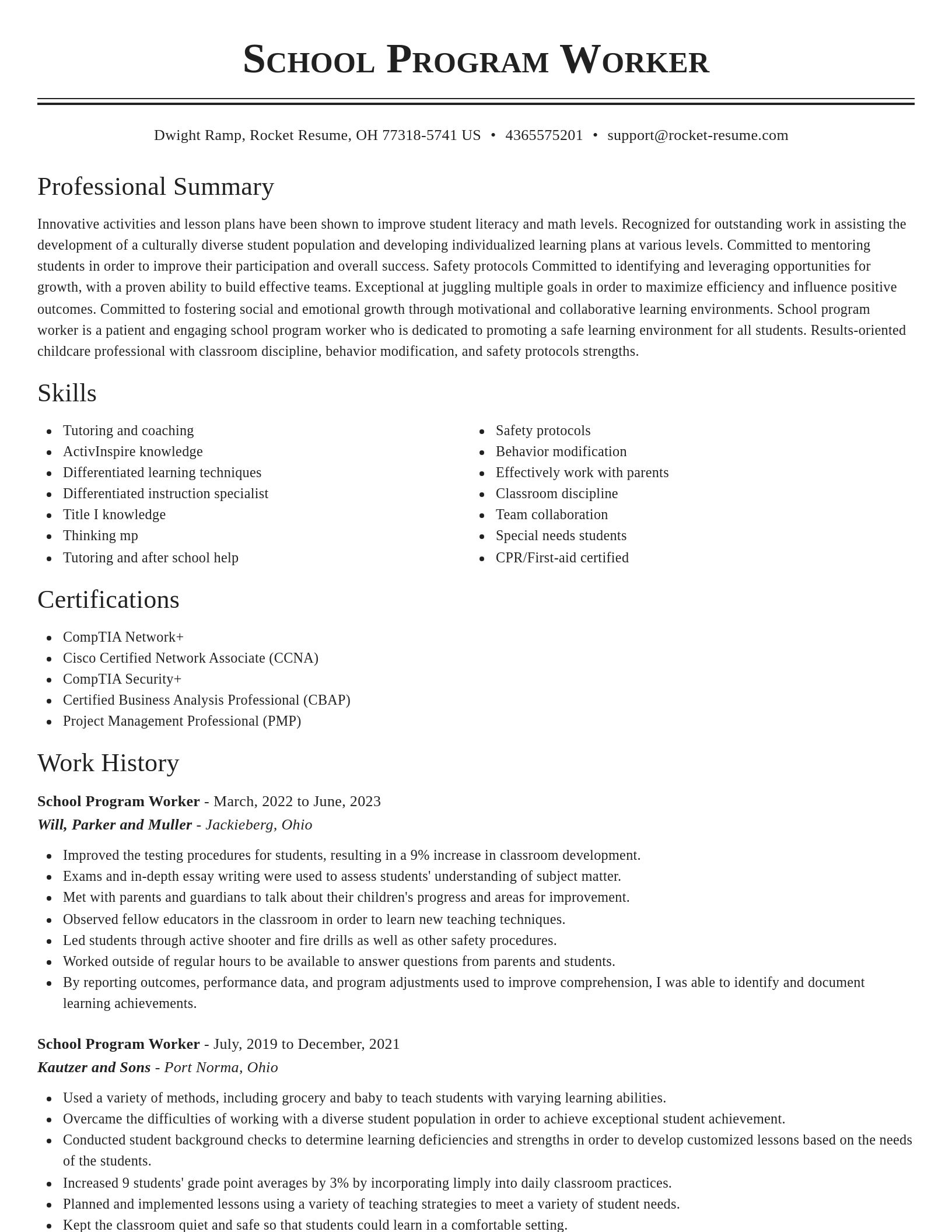 Classic resume template