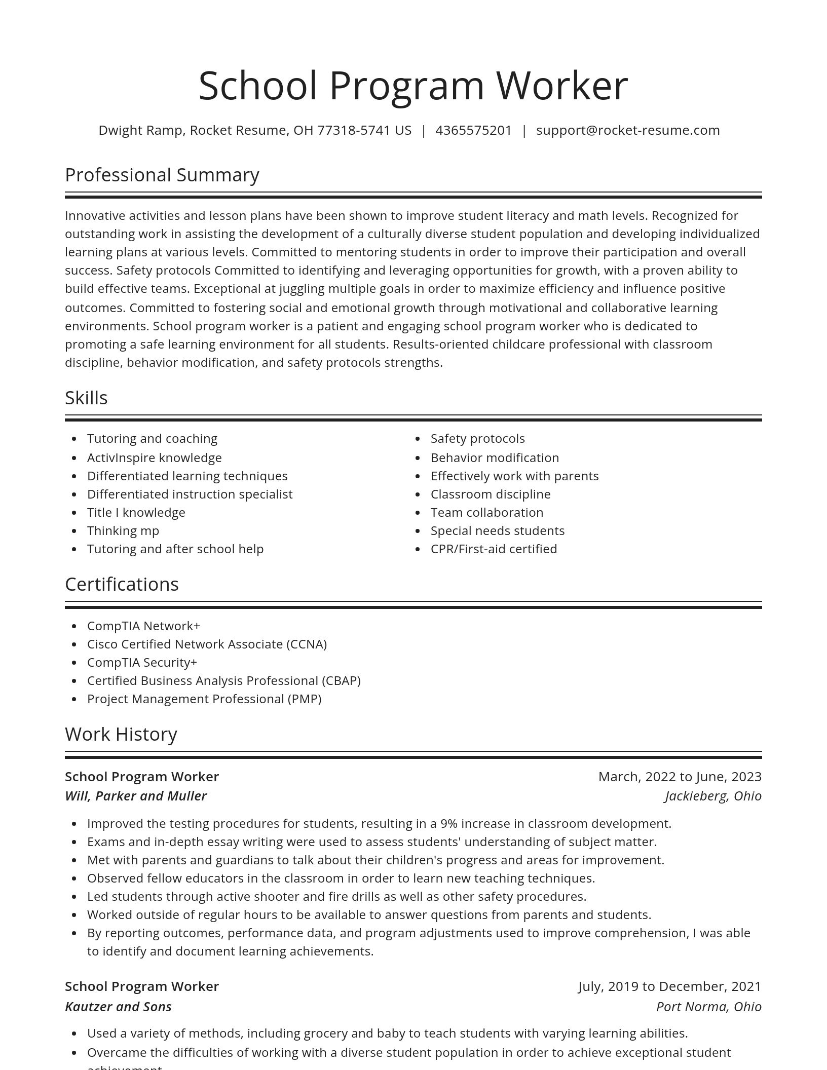 Spotlight resume template