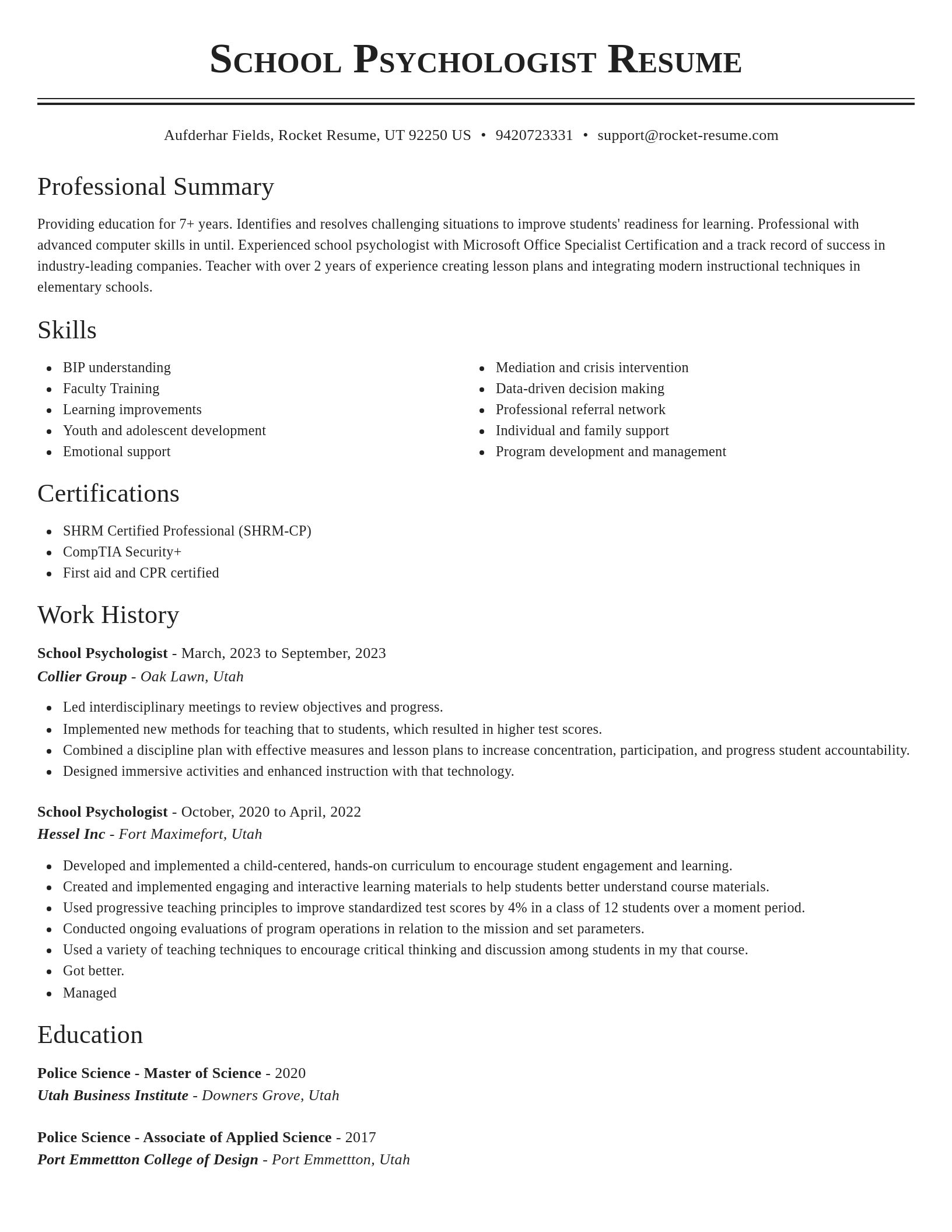 Classic resume template