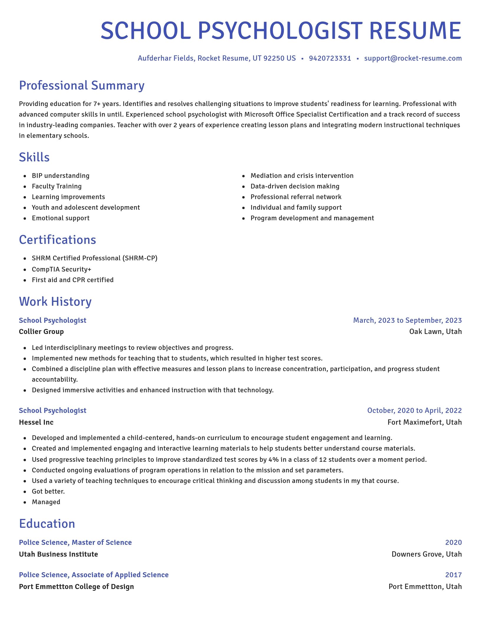 Novel resume template