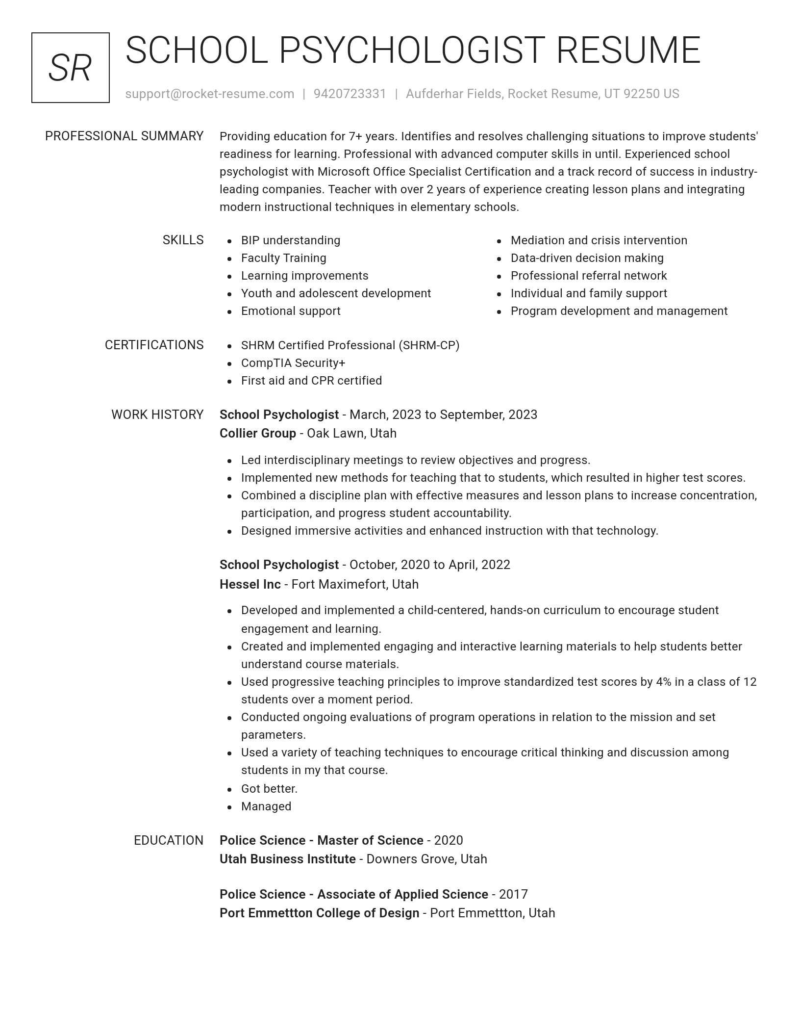 Renowned resume template