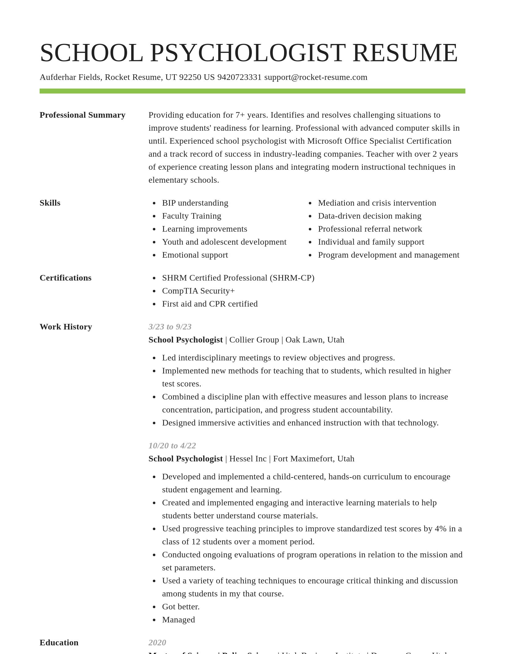 Smart resume template