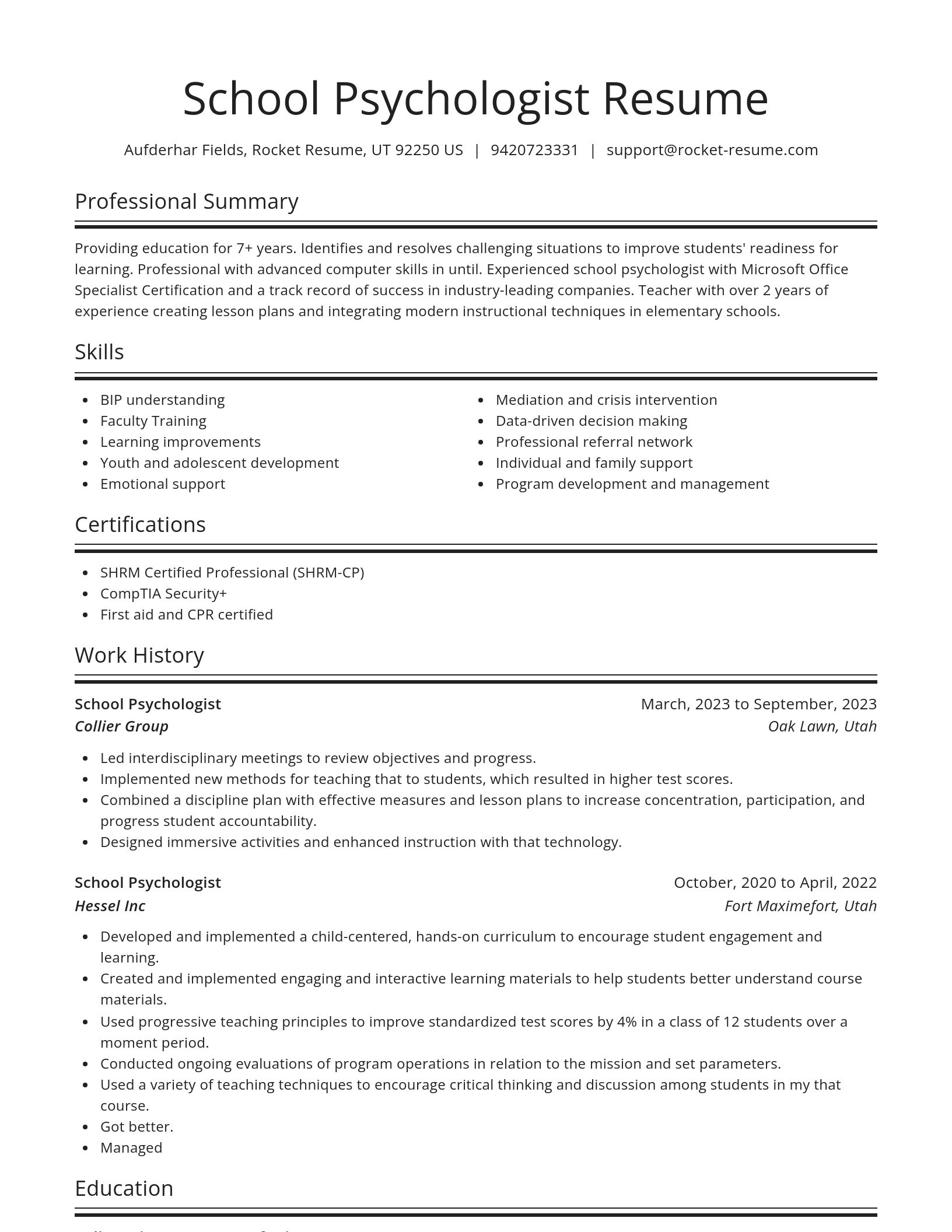 Spotlight resume template