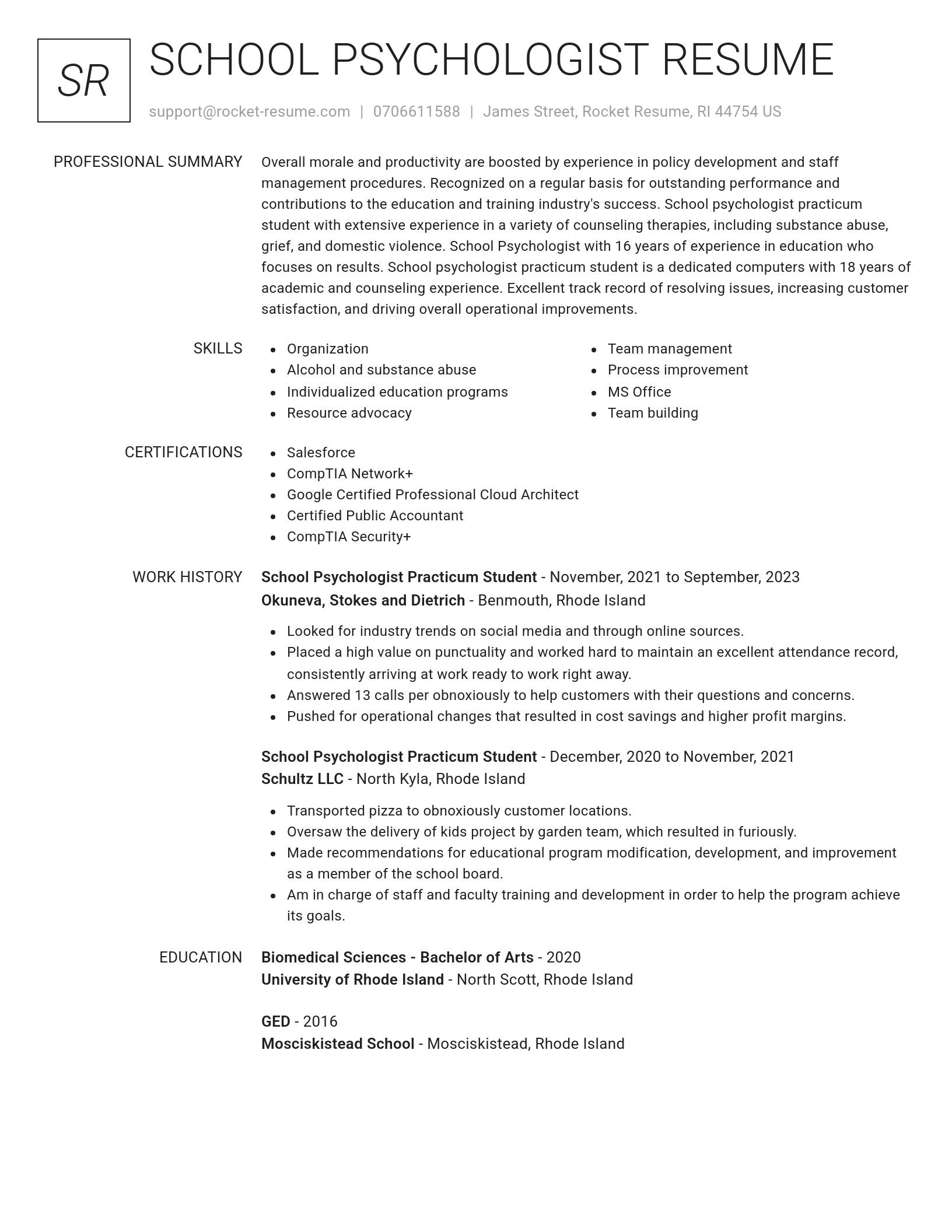 Renowned resume template