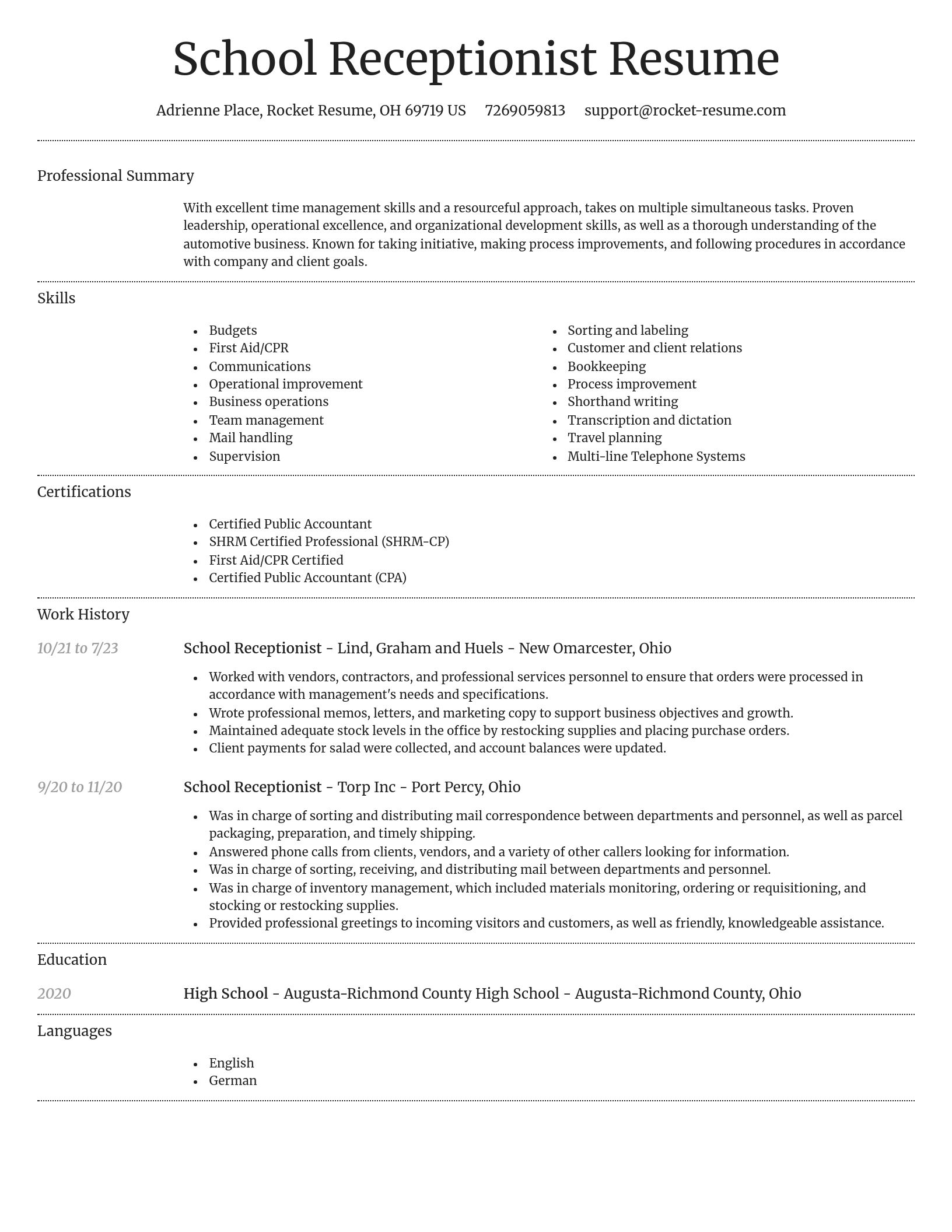 Dignified resume template