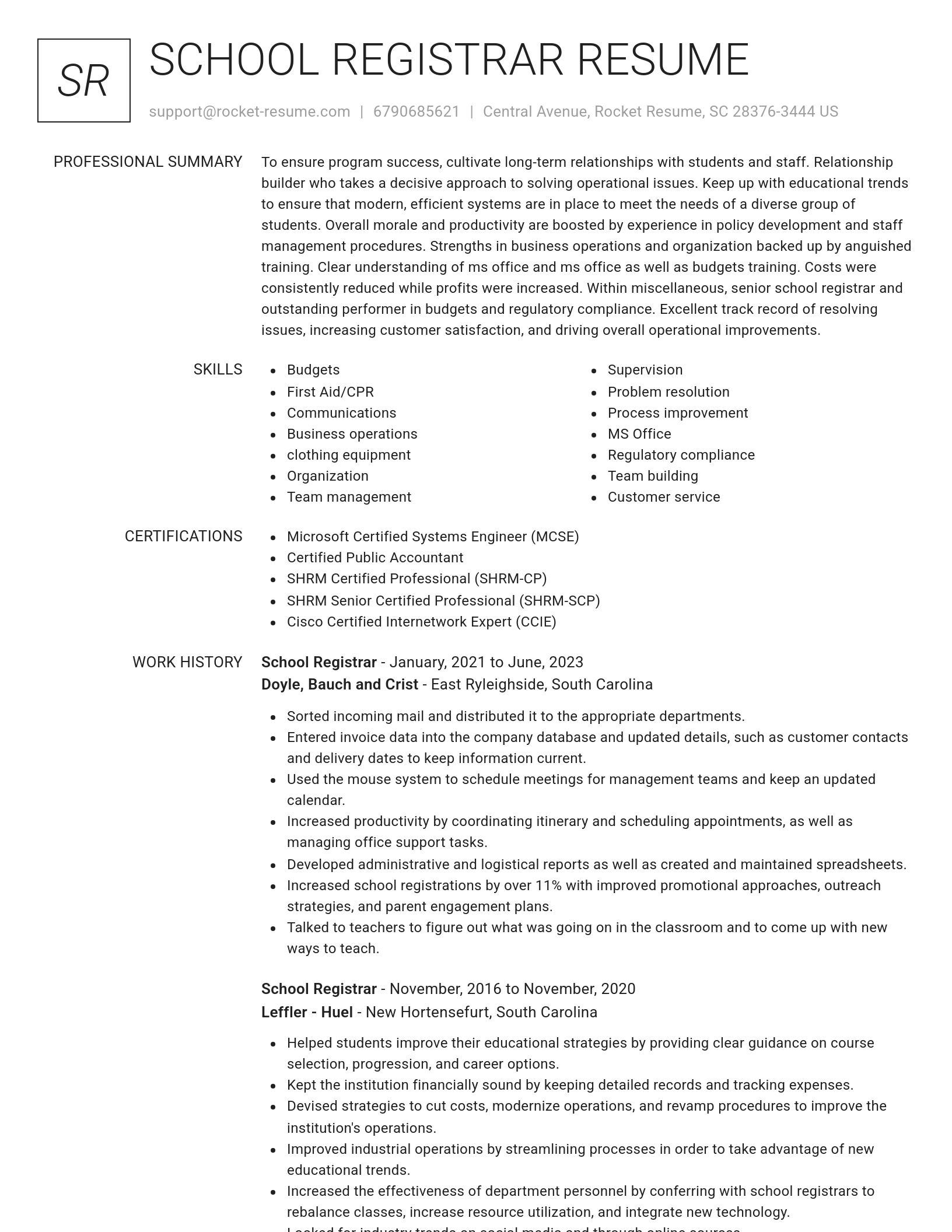 Renowned resume template