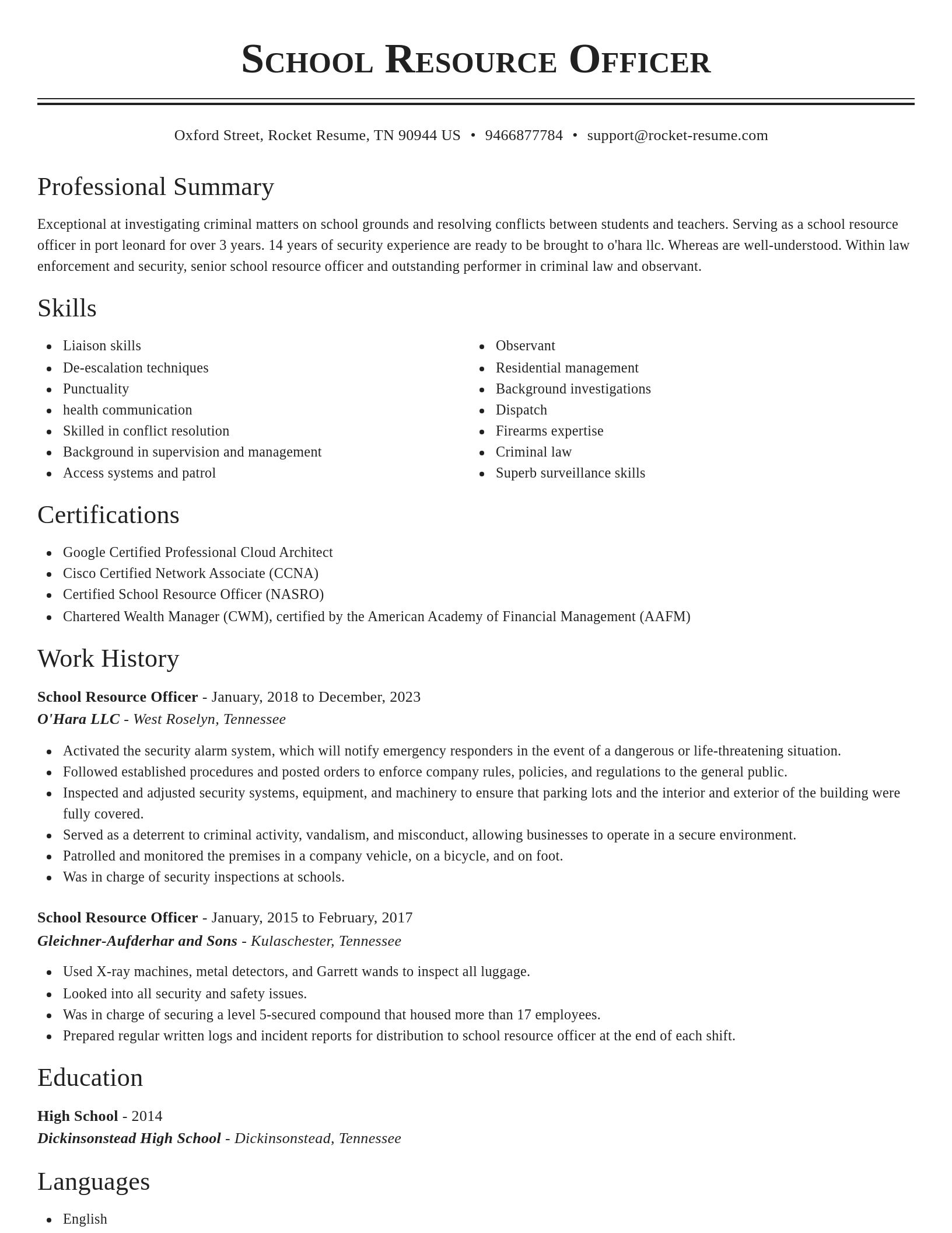 Classic resume template