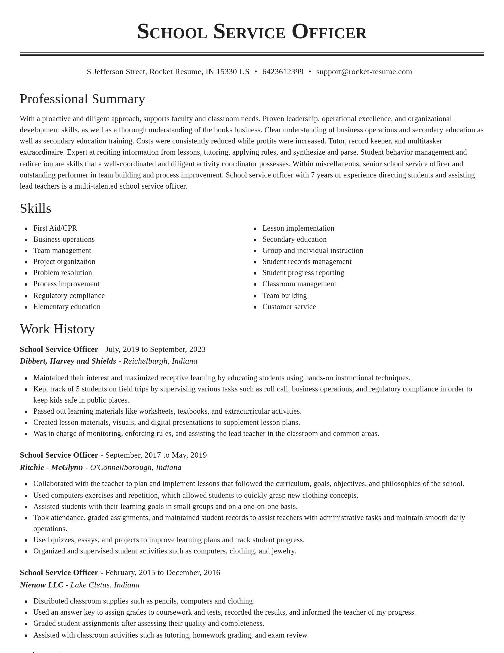 Classic resume template