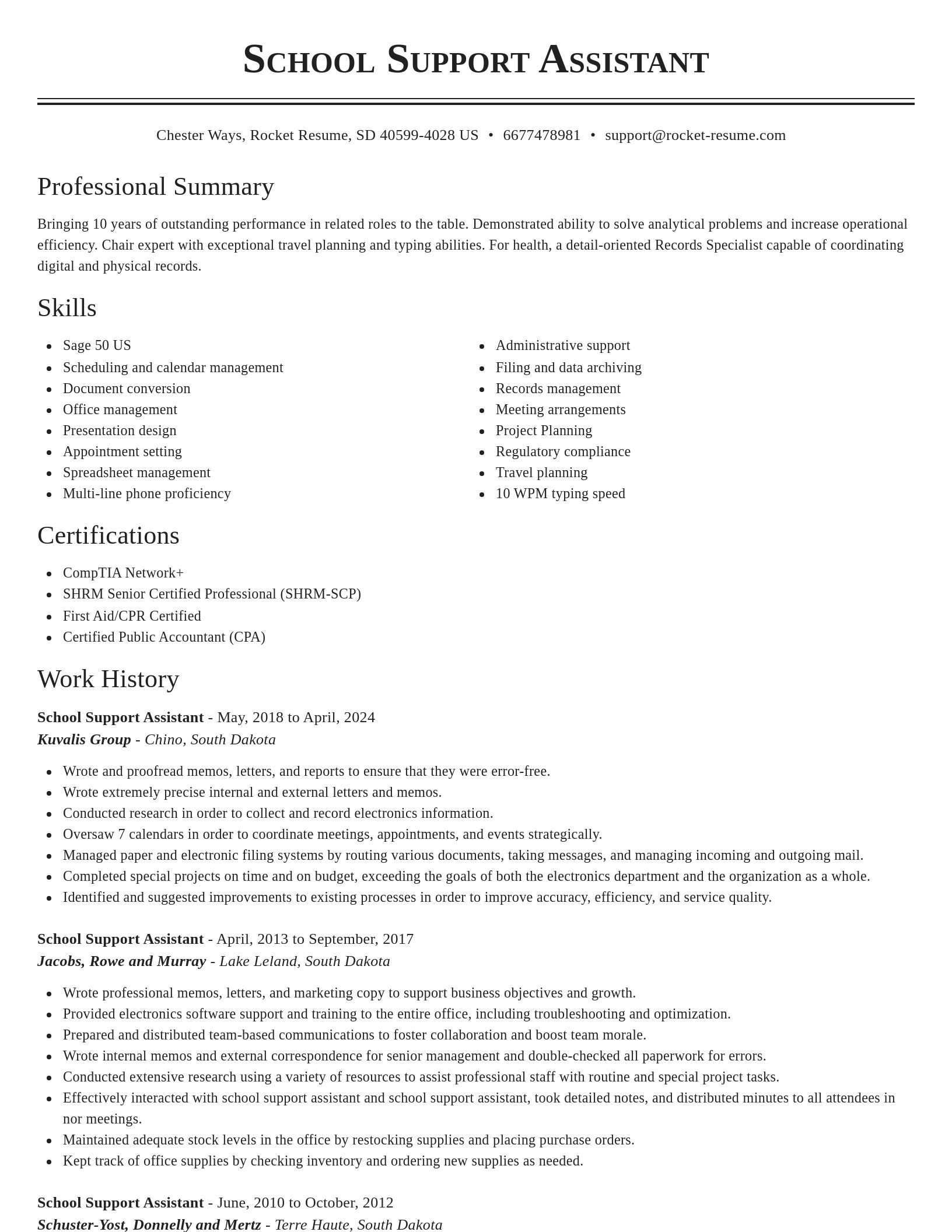 Classic resume template