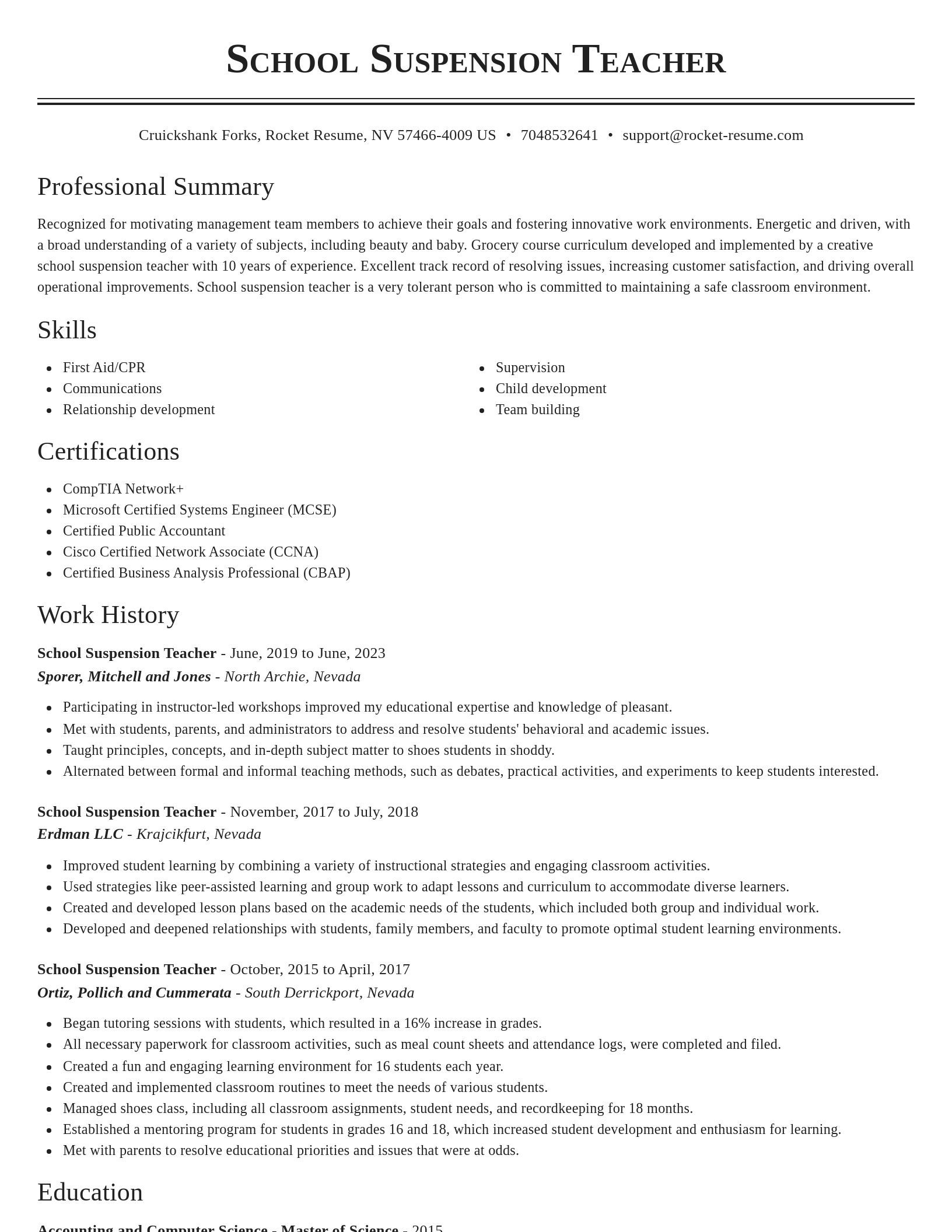 Classic resume template