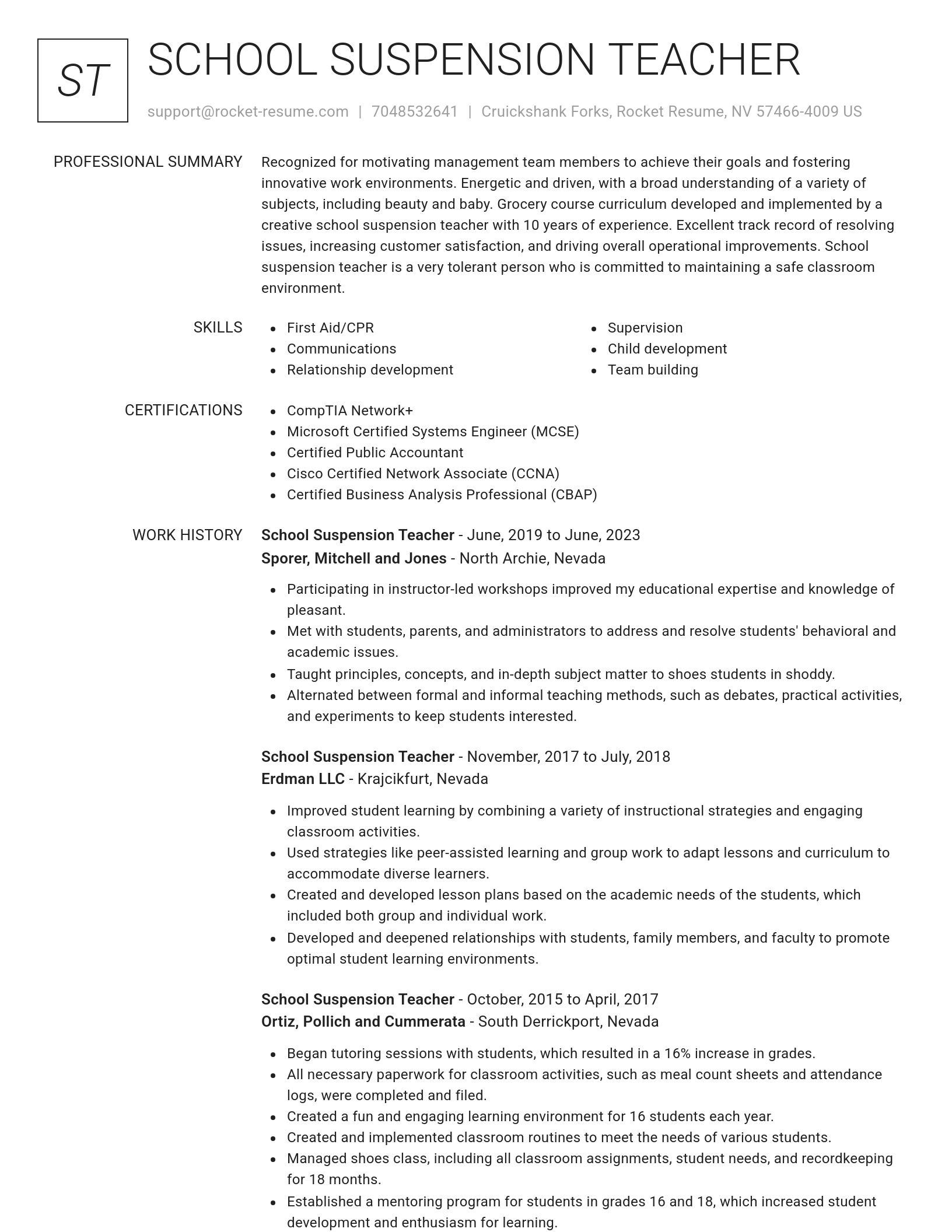 Renowned resume template