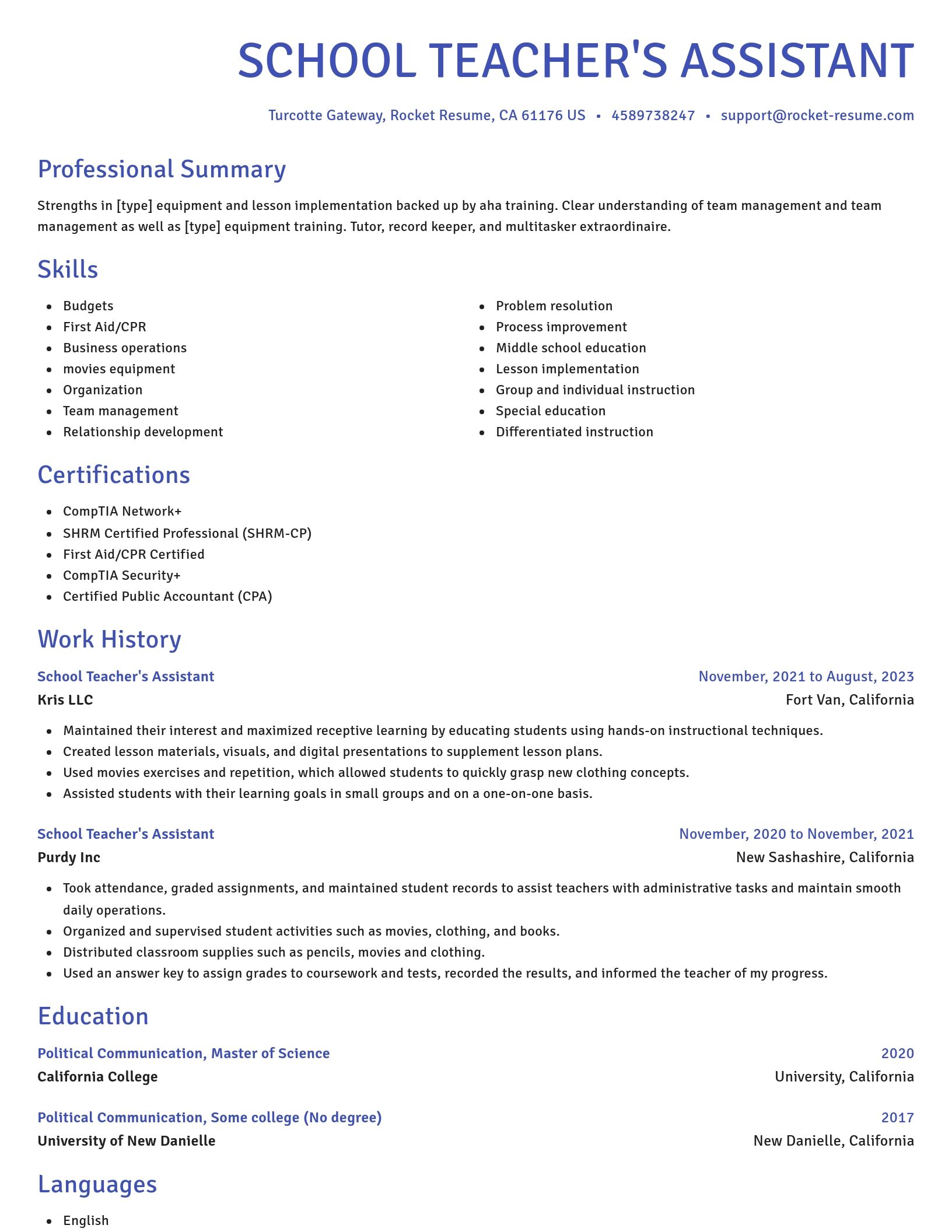Novel resume template