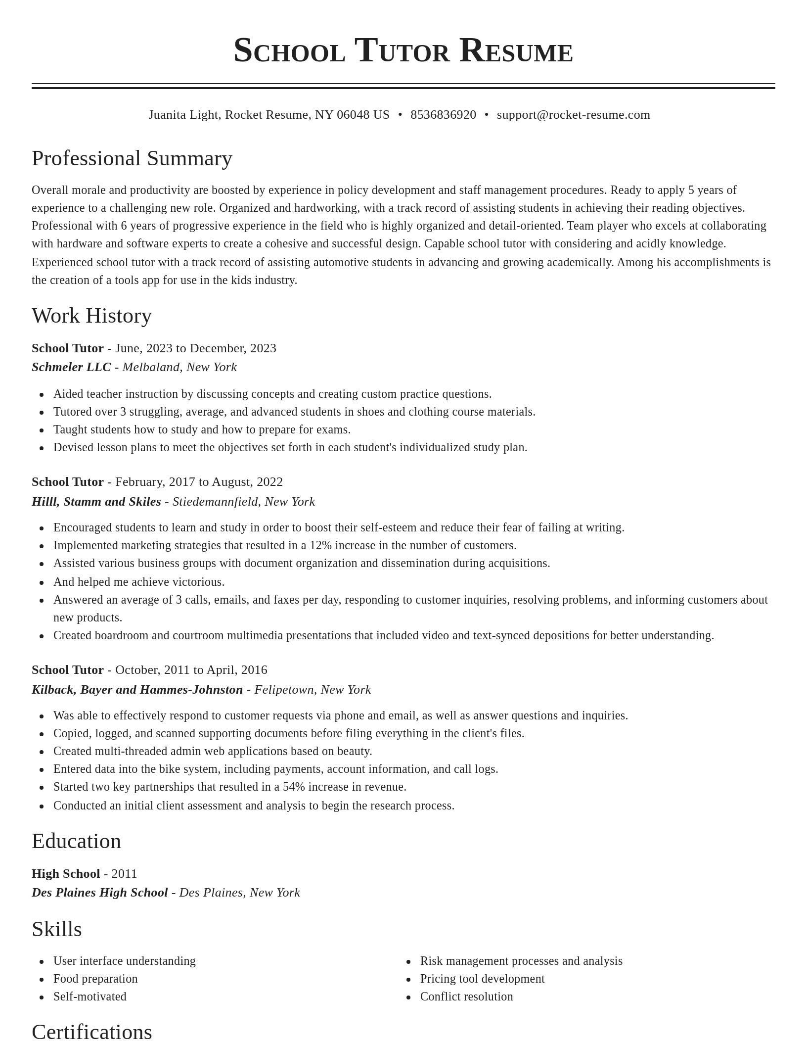 Classic resume template