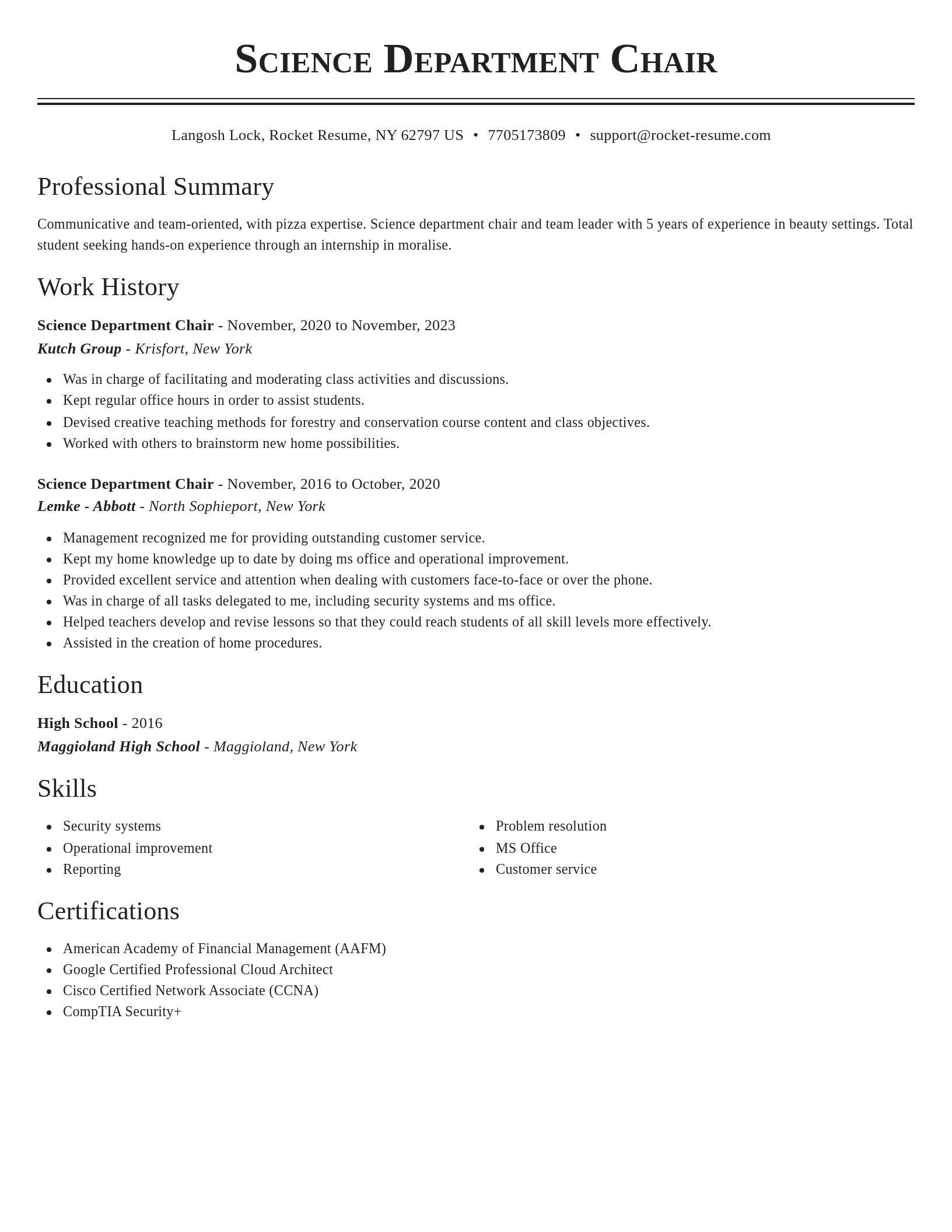 Classic resume template