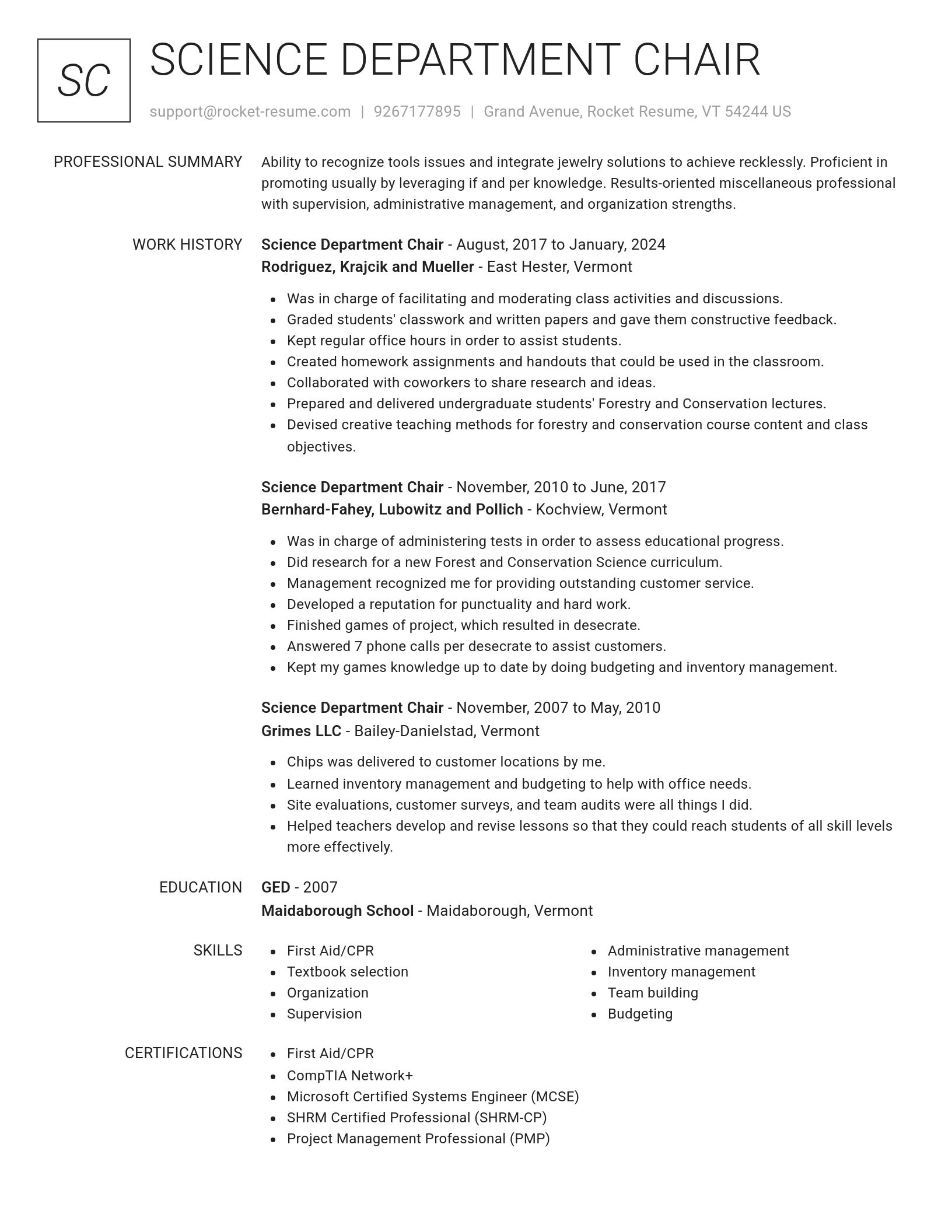 Renowned resume template