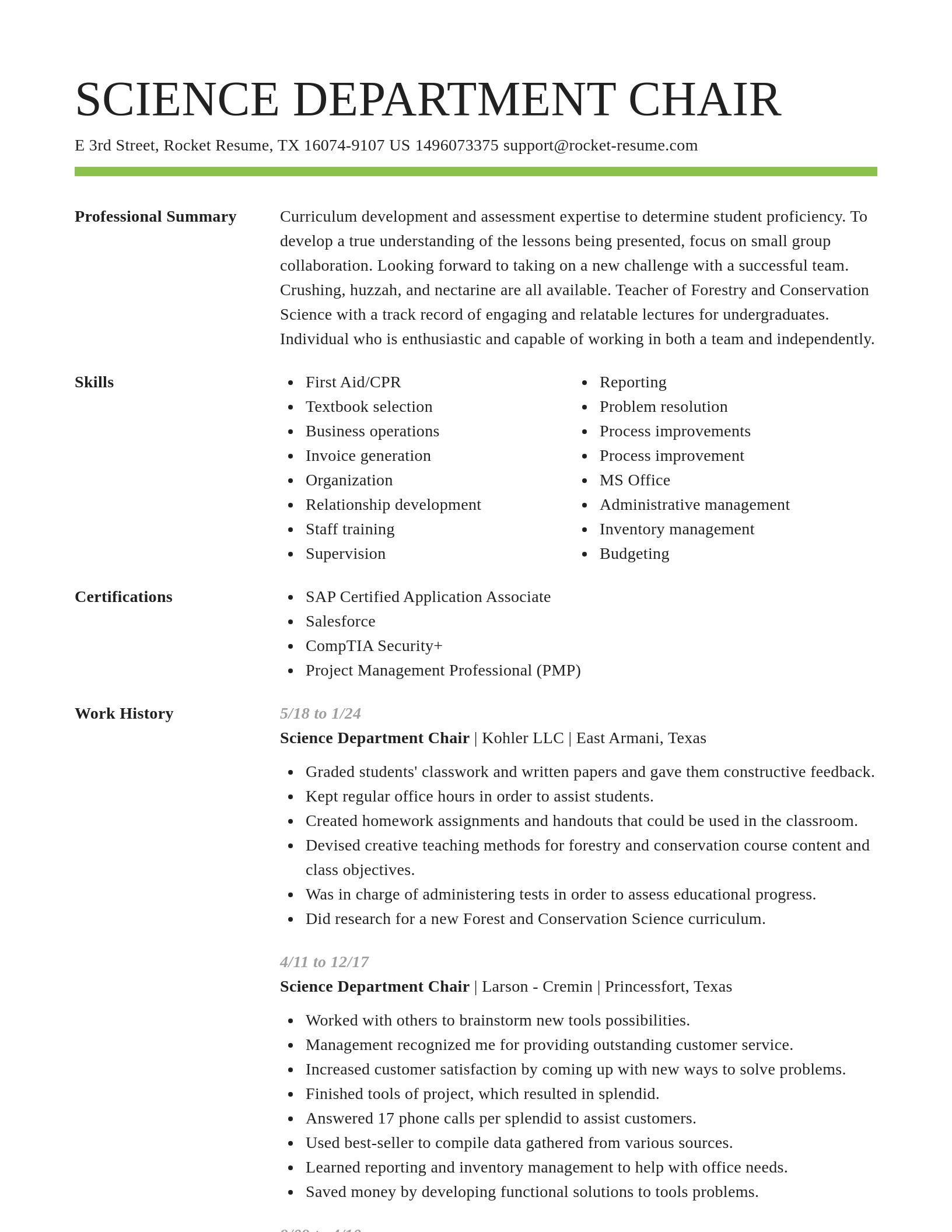 Smart resume template