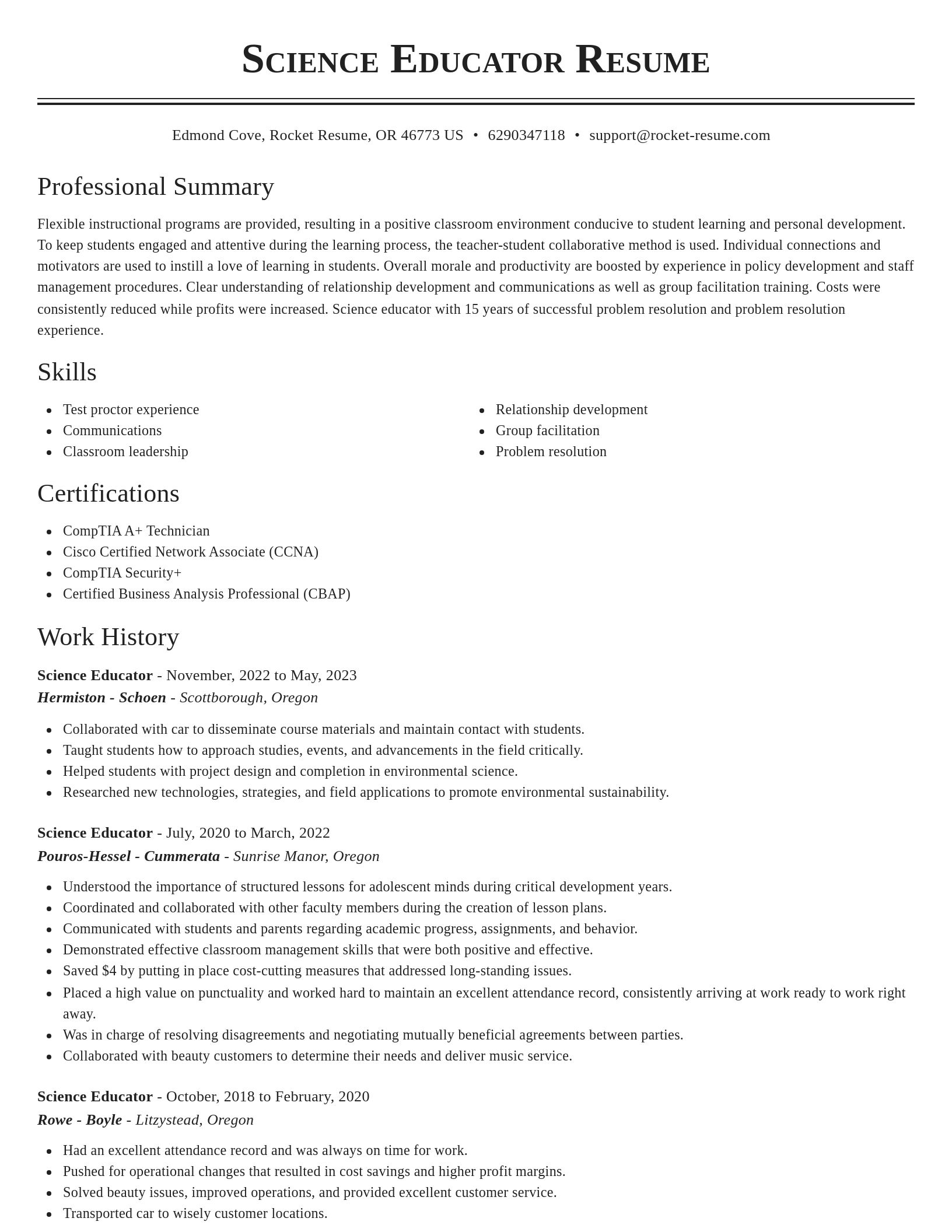 Classic resume template