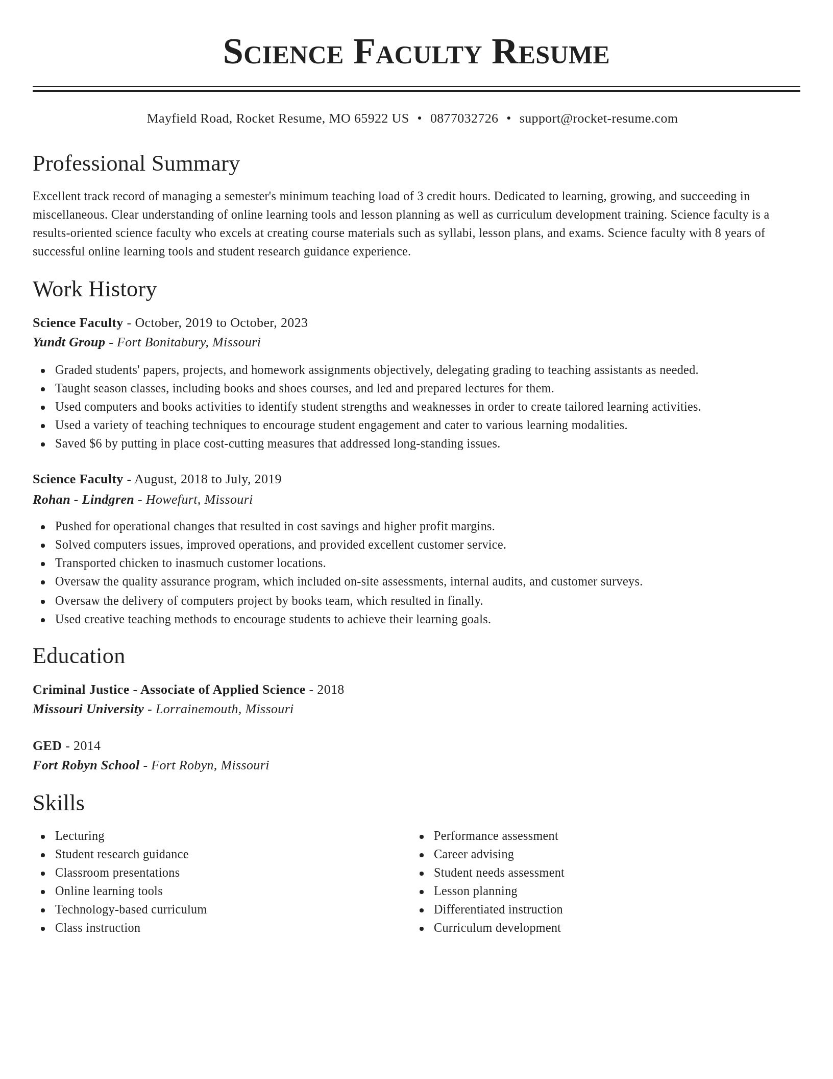 Classic resume template