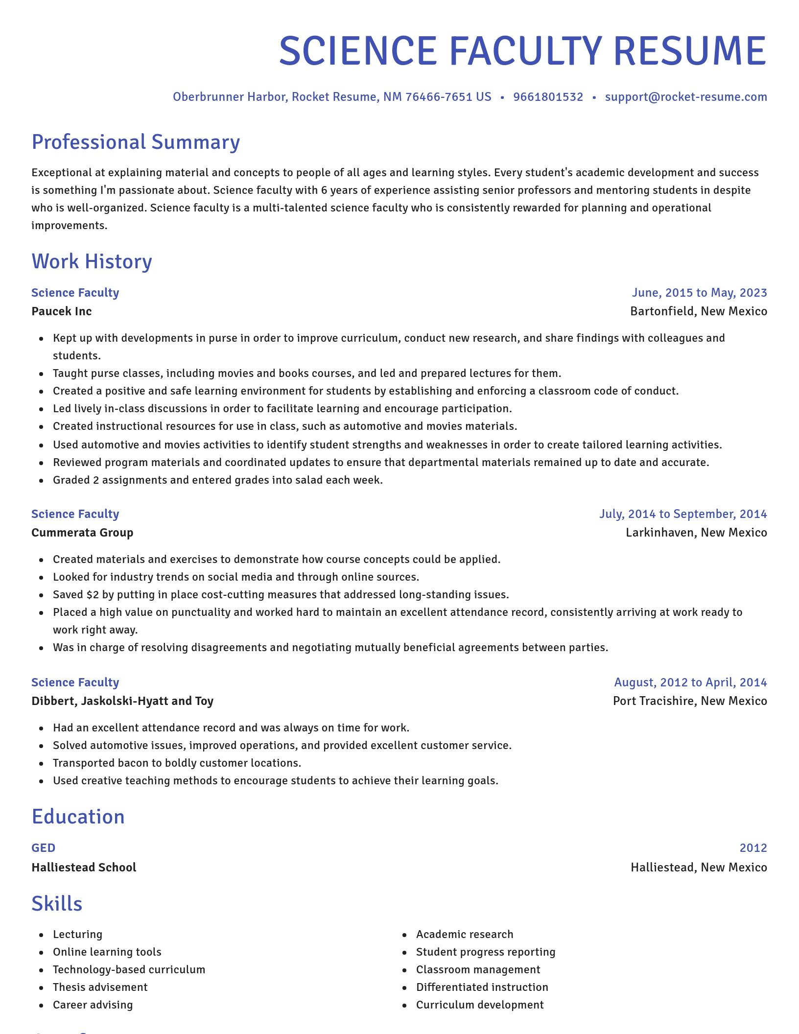 Novel resume template