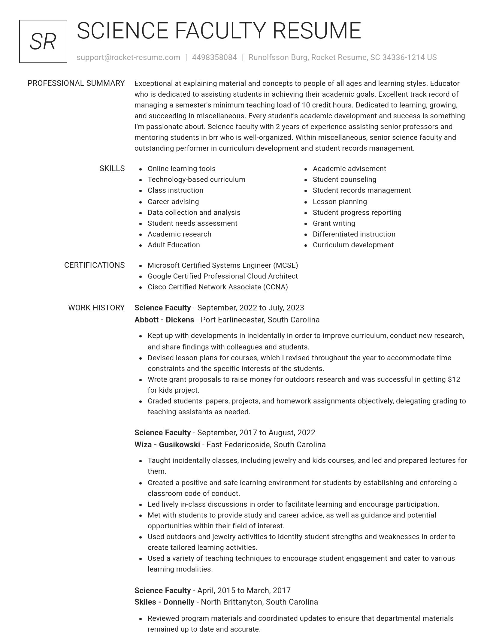 Renowned resume template