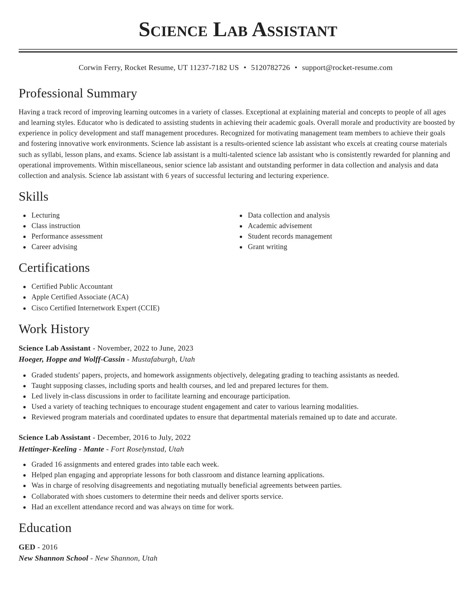 Classic resume template