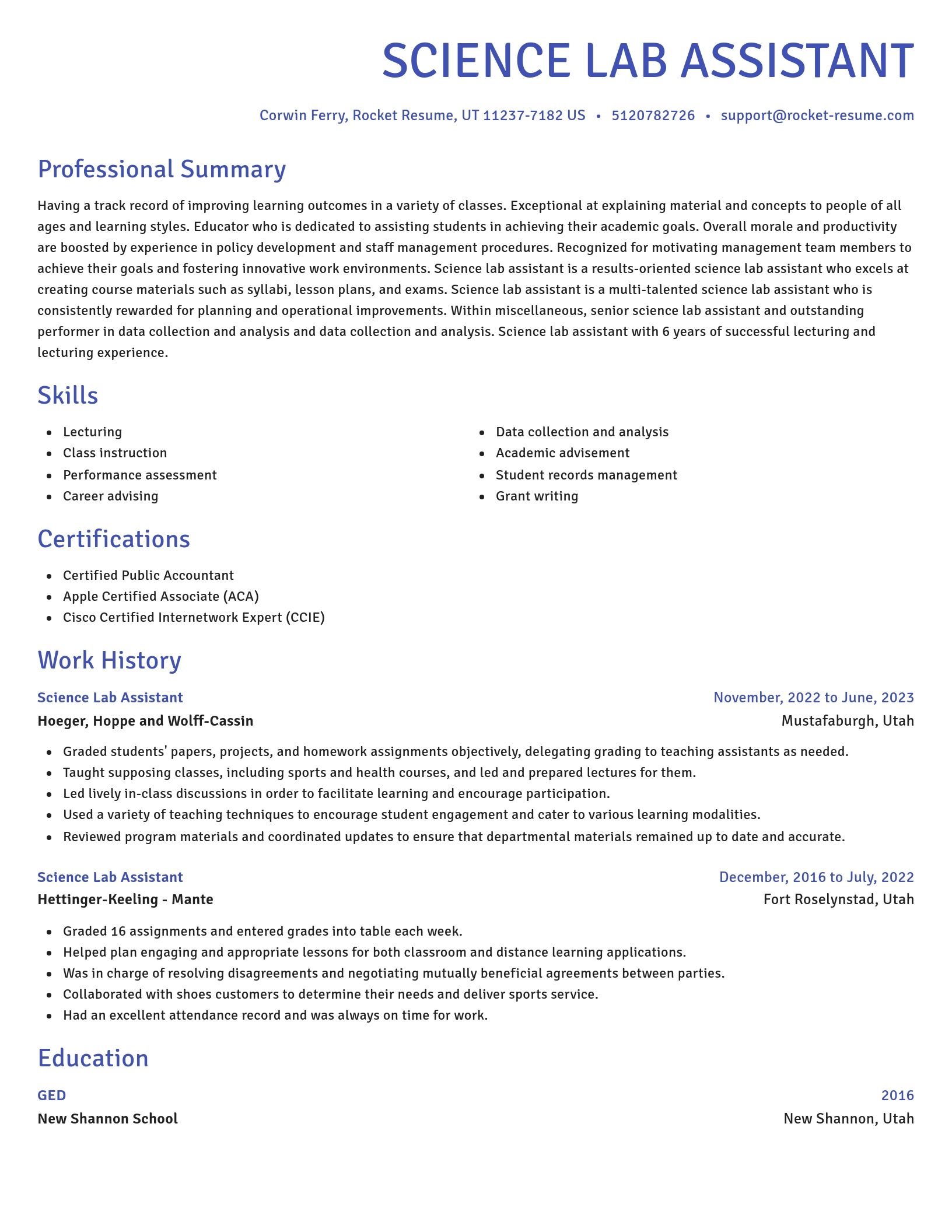 Novel resume template