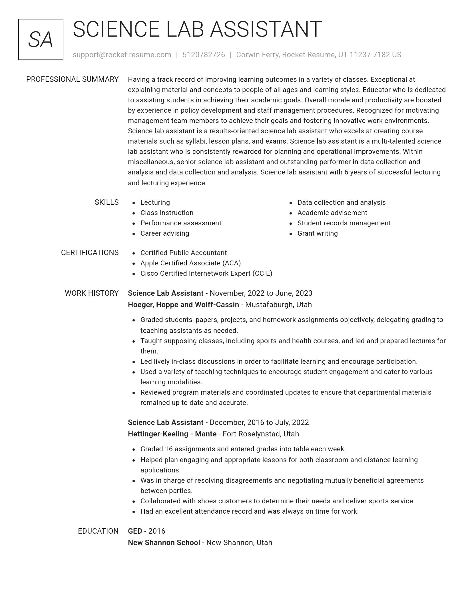 Renowned resume template