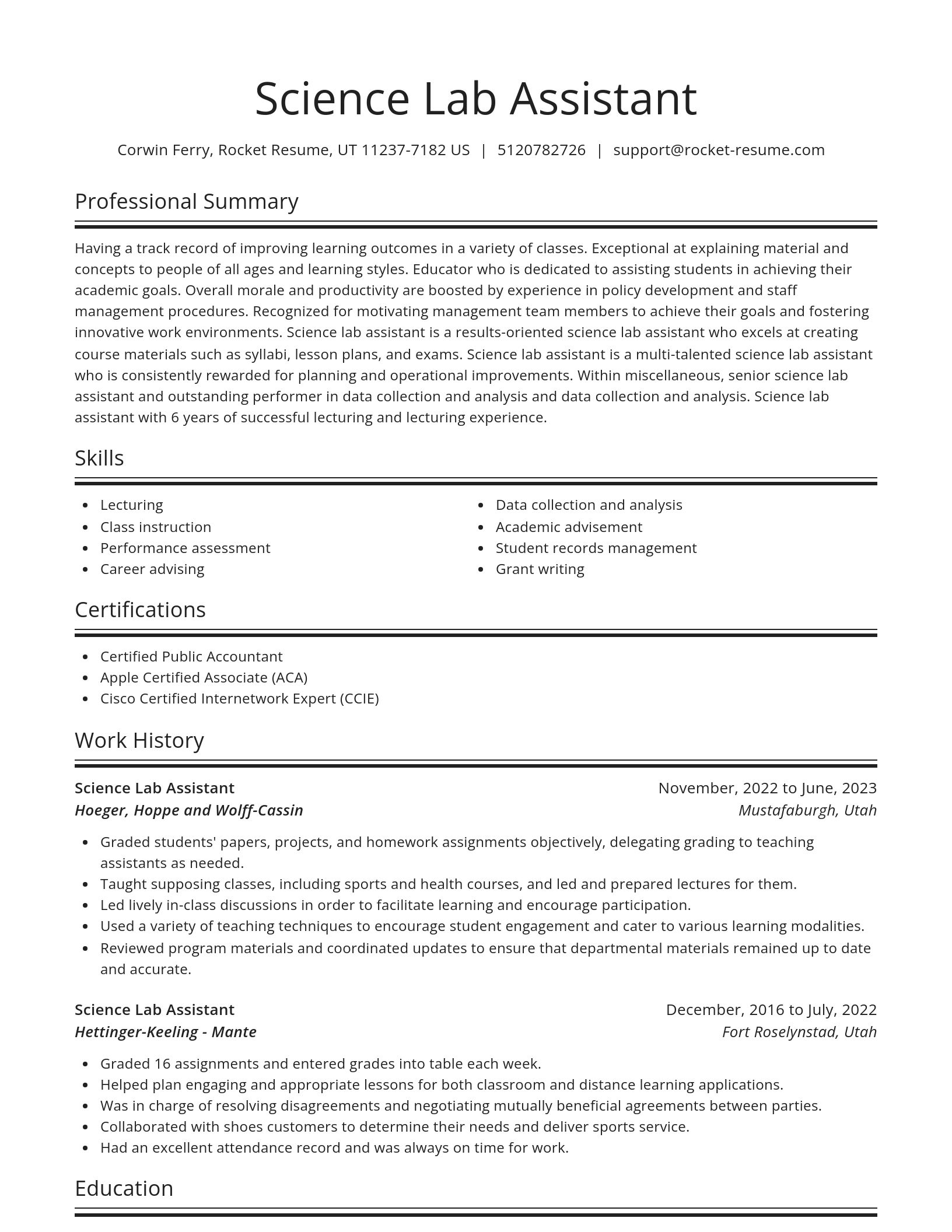 Spotlight resume template
