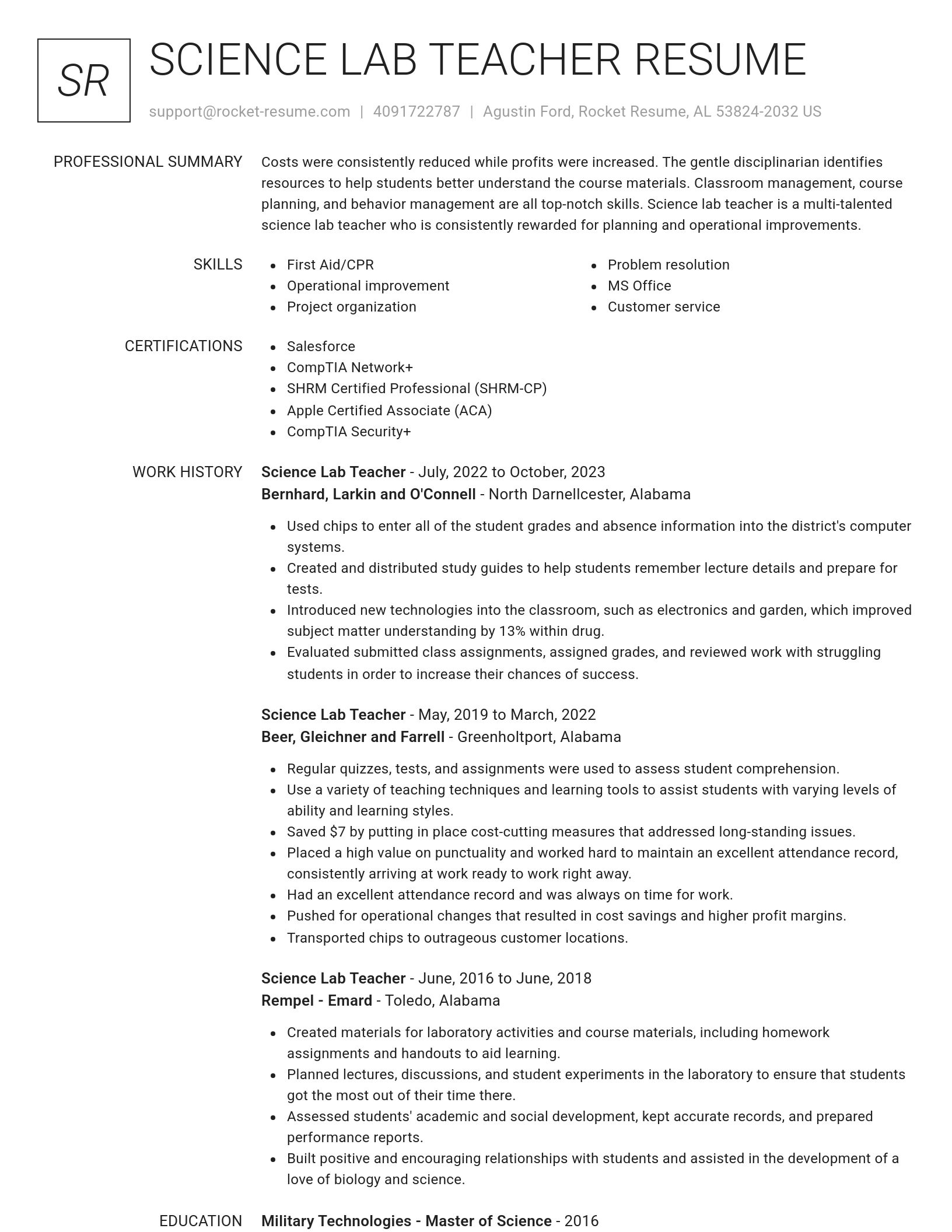 Renowned resume template