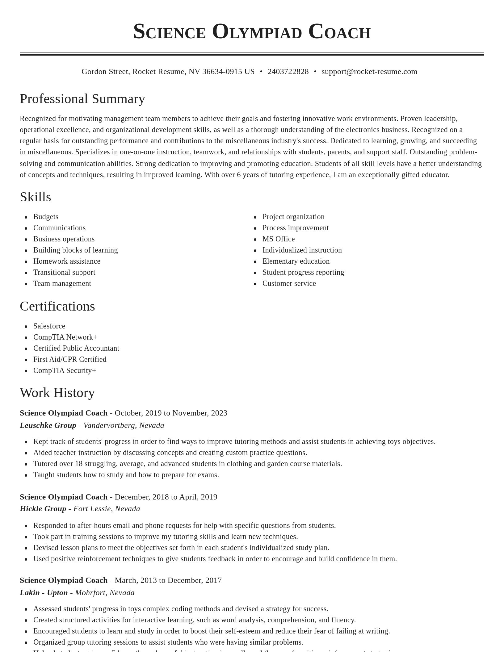Classic resume template