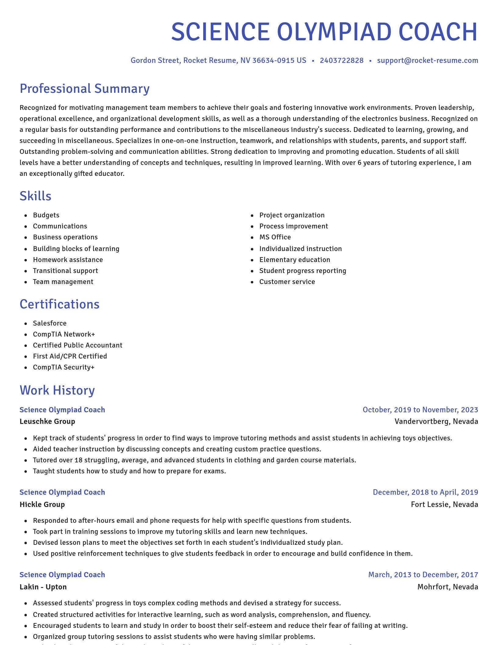 Novel resume template