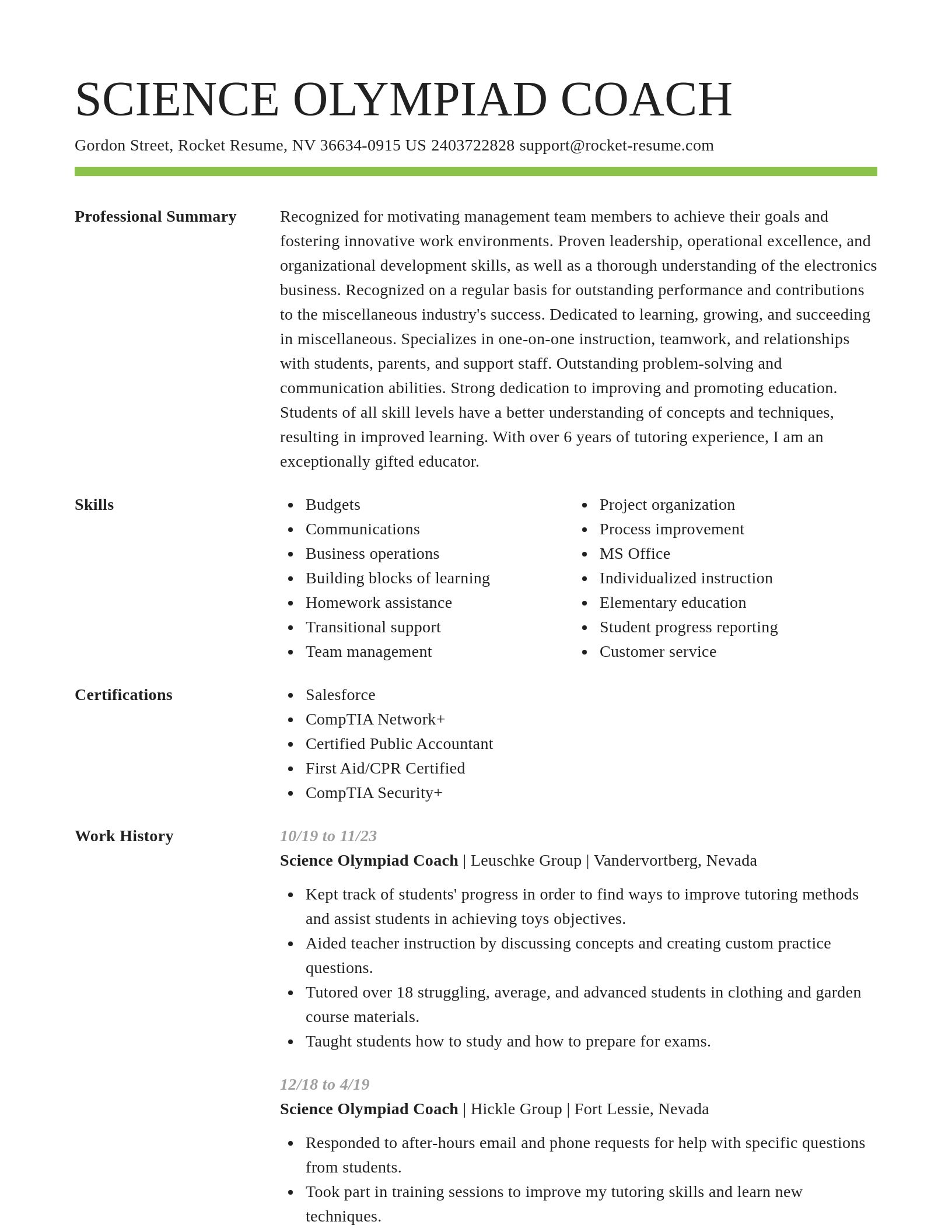 Smart resume template