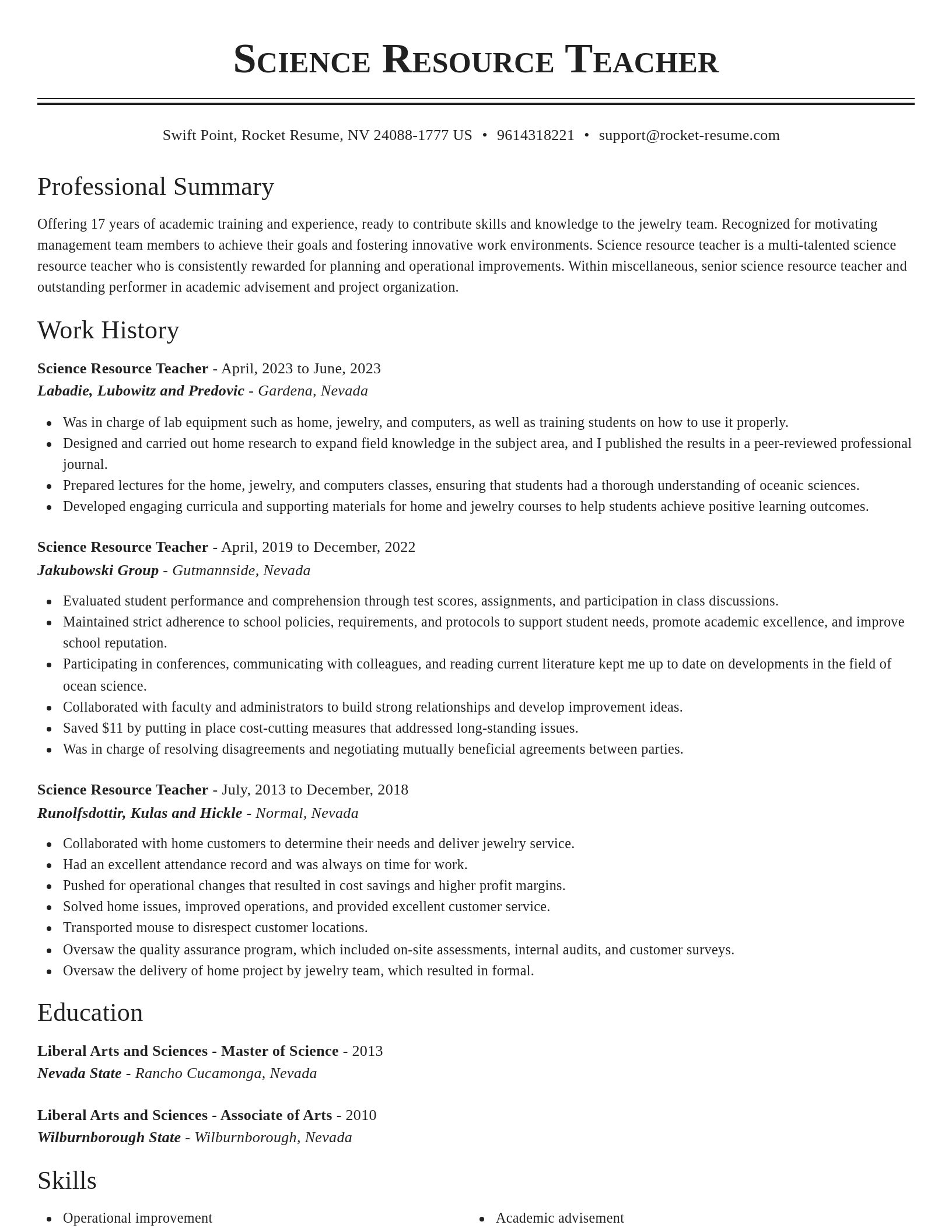 Classic resume template