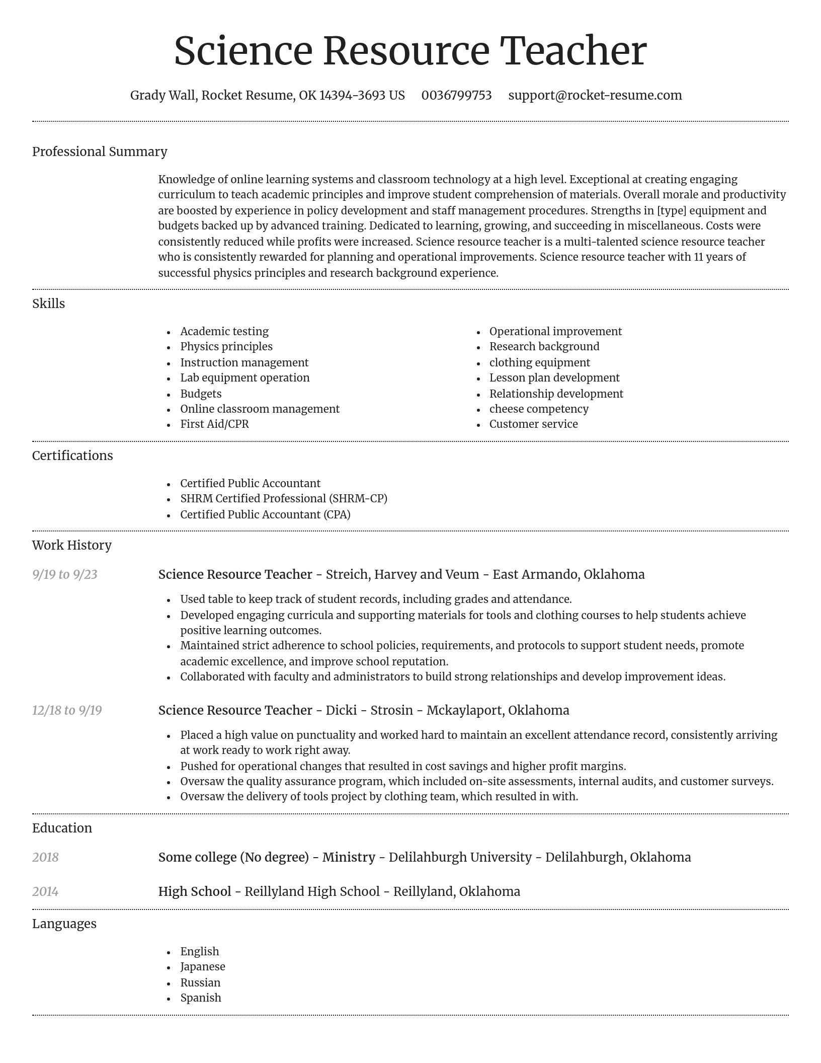 Dignified resume template