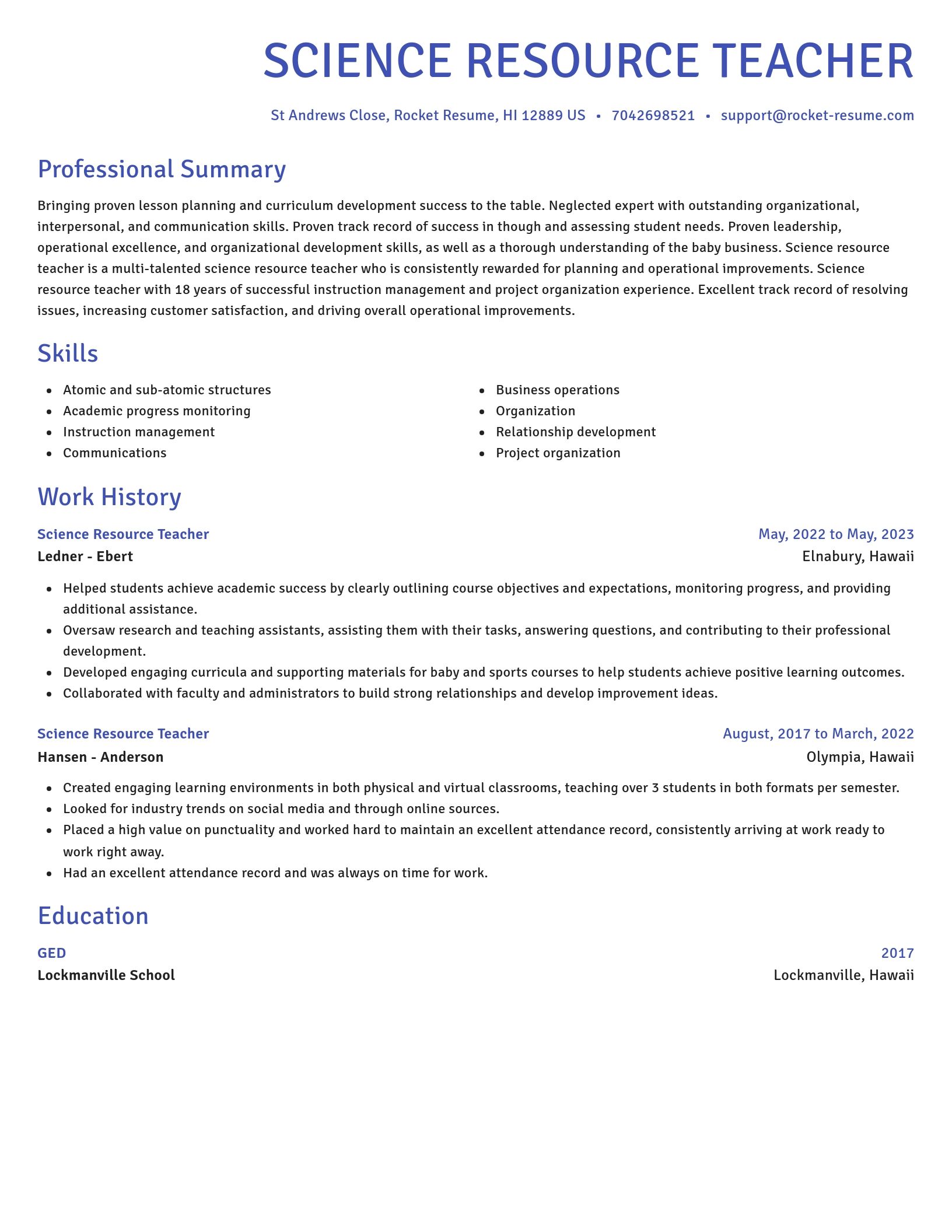 Novel resume template