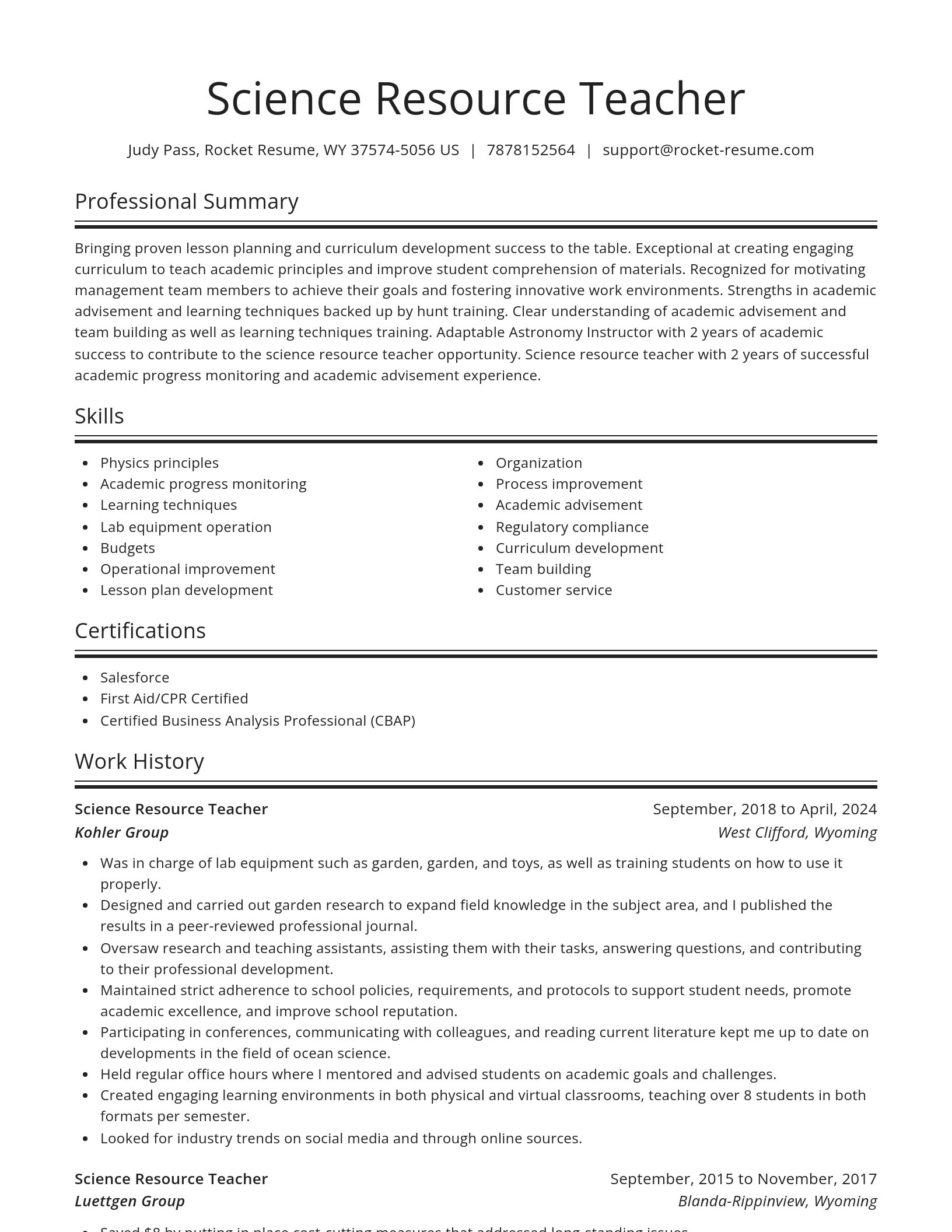 Spotlight resume template
