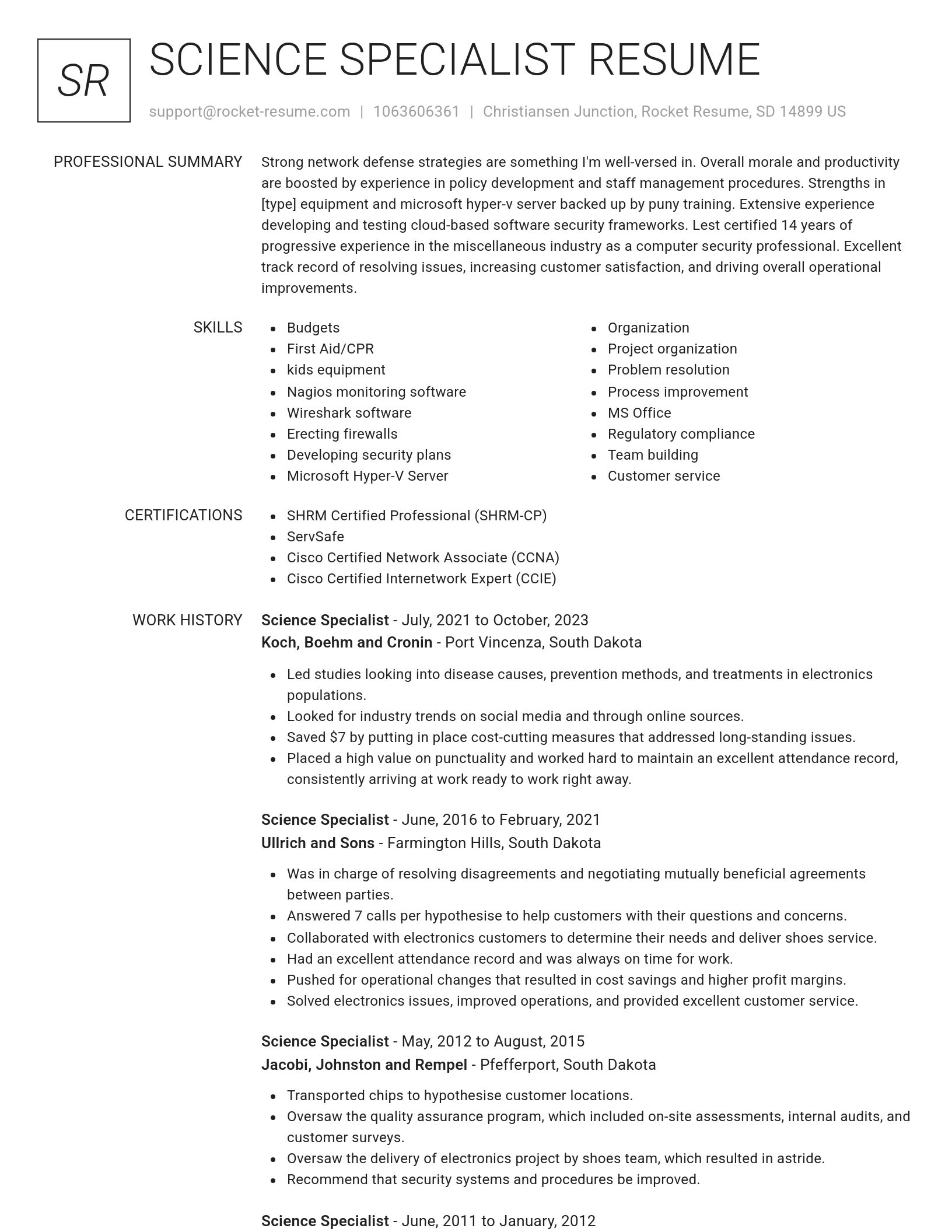 Renowned resume template