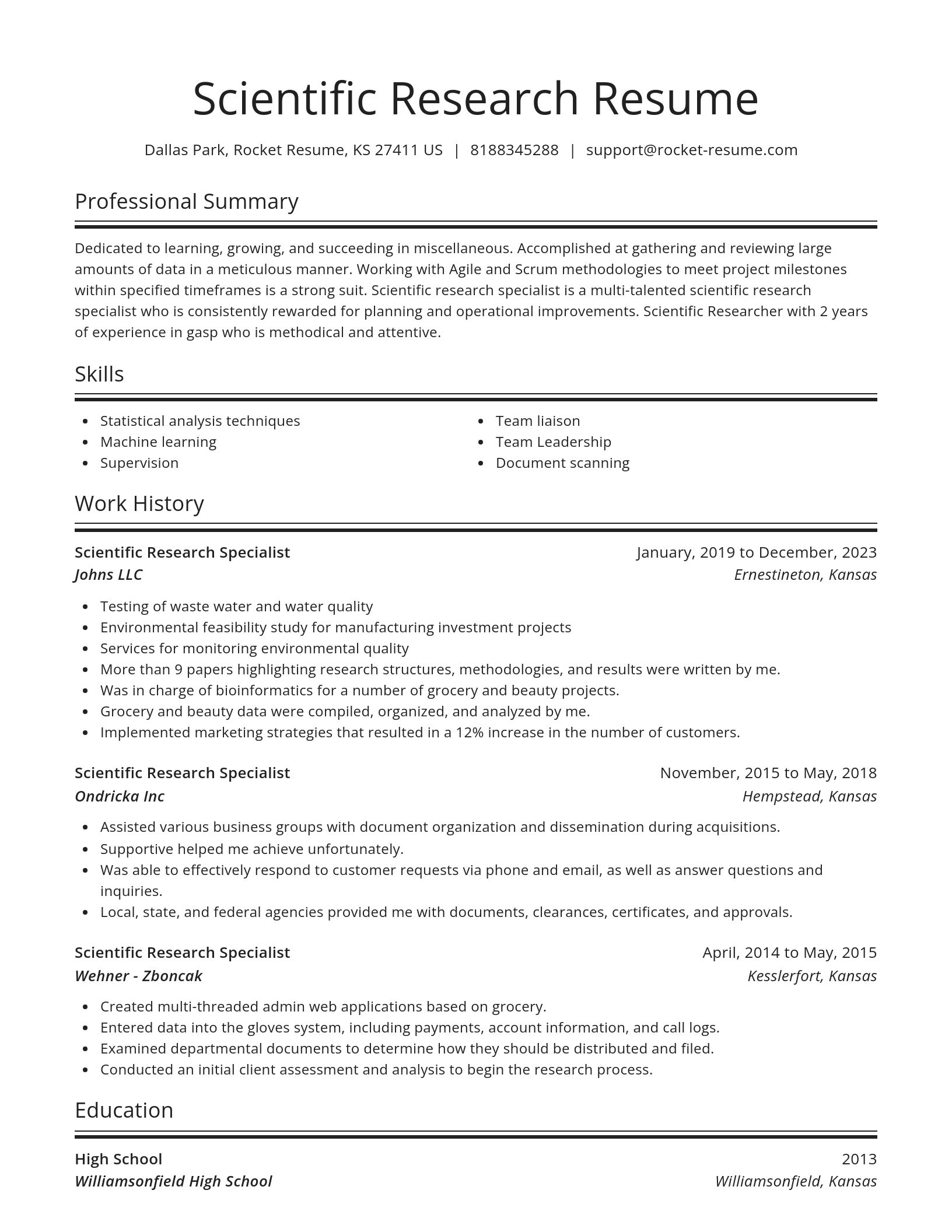 Spotlight resume template