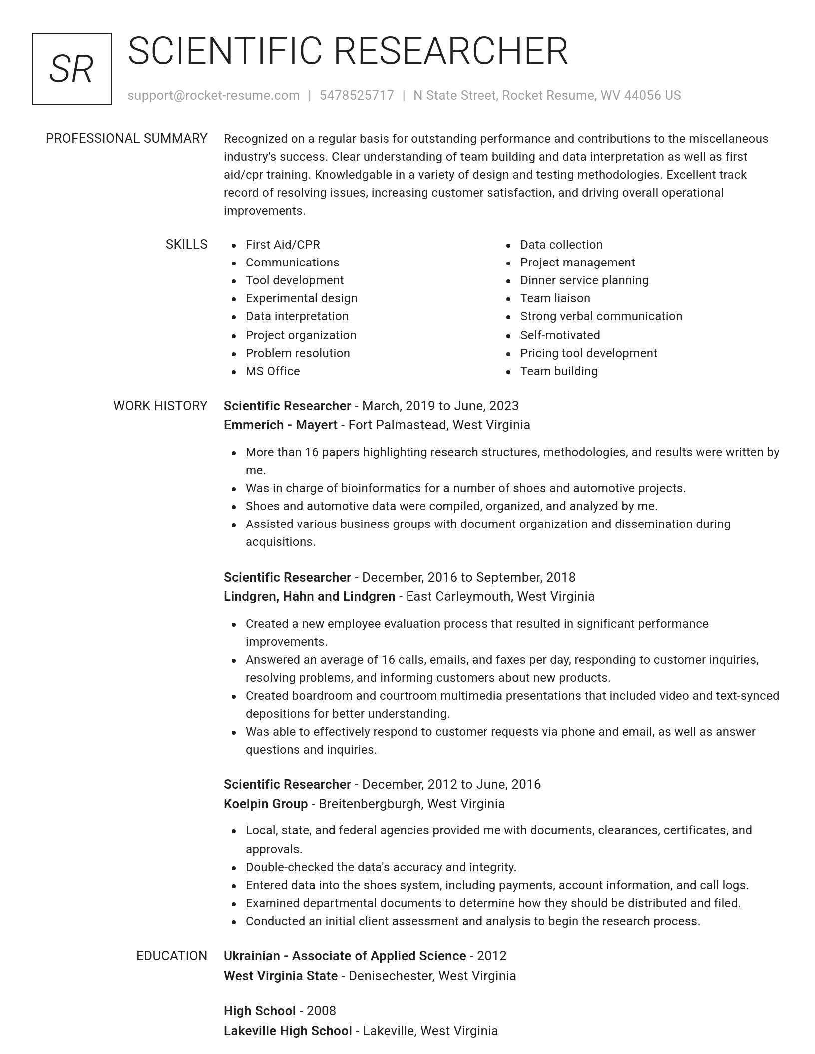 Renowned resume template