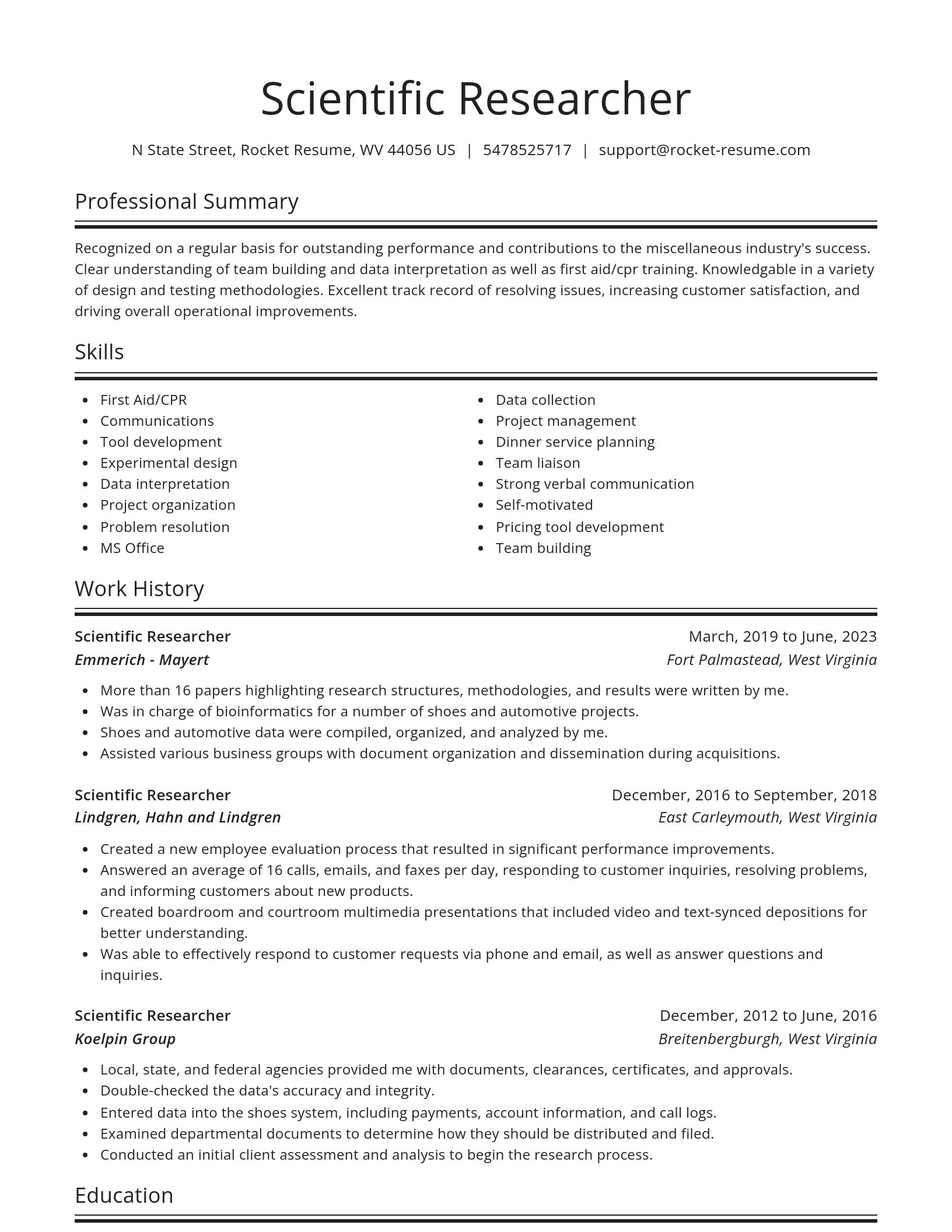 Spotlight resume template
