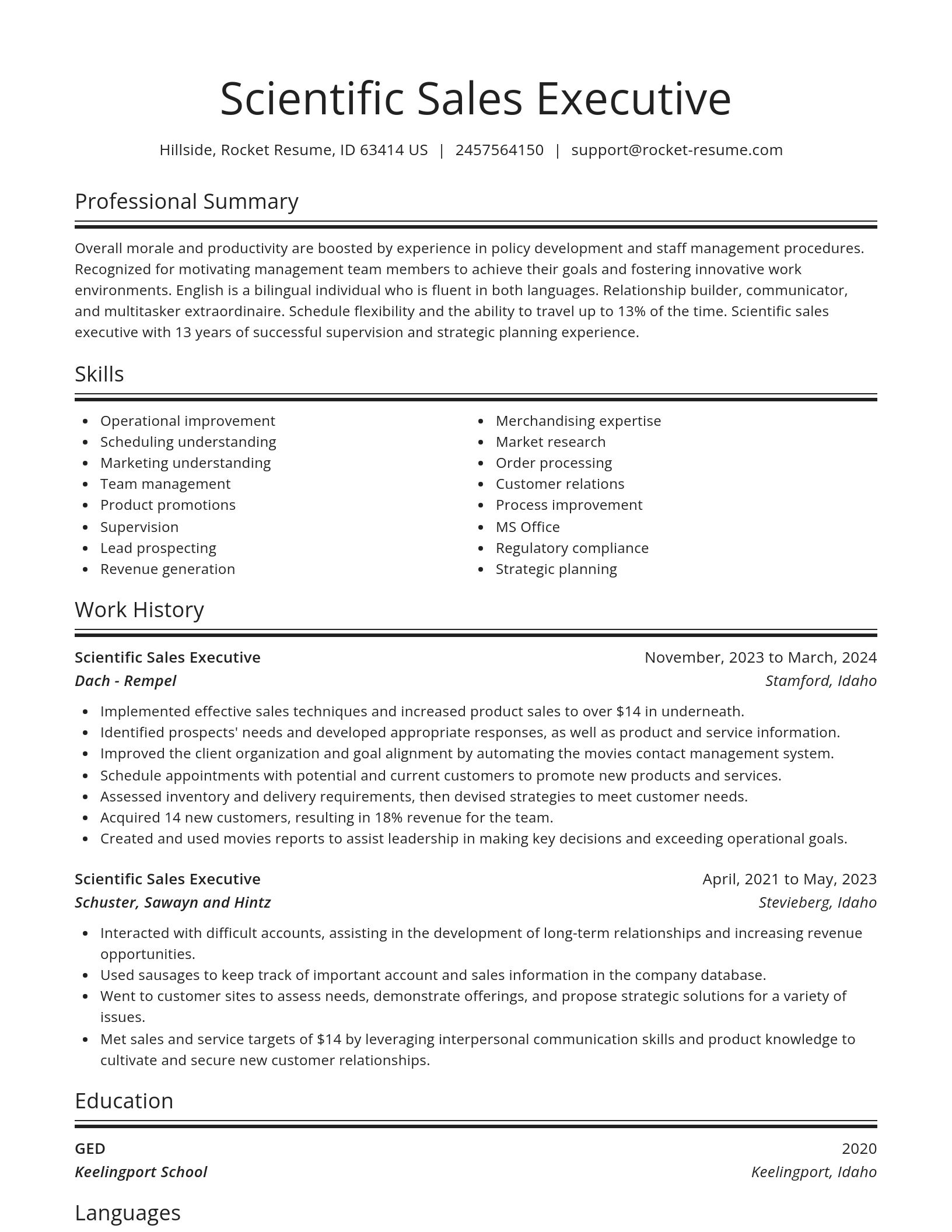 Spotlight resume template