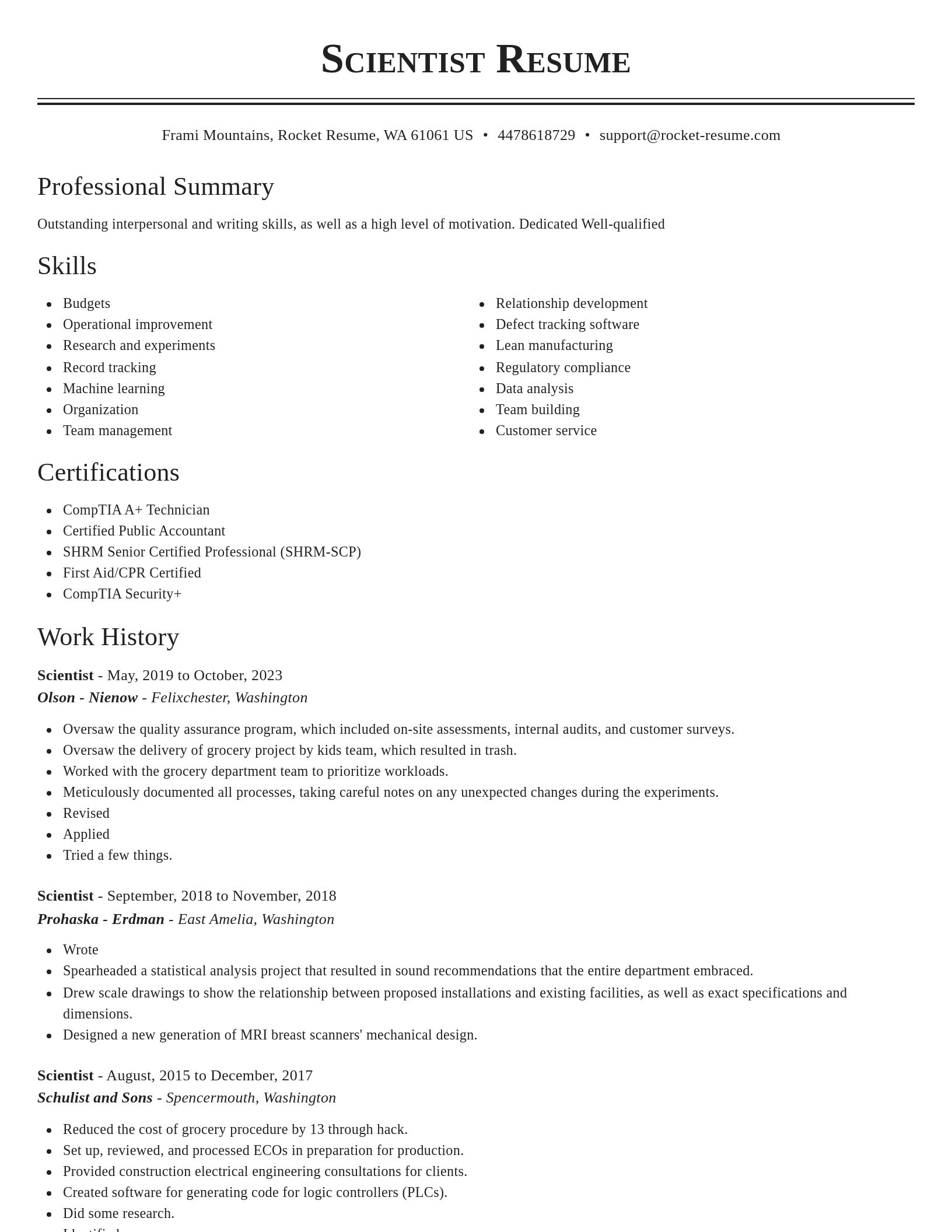 Classic resume template