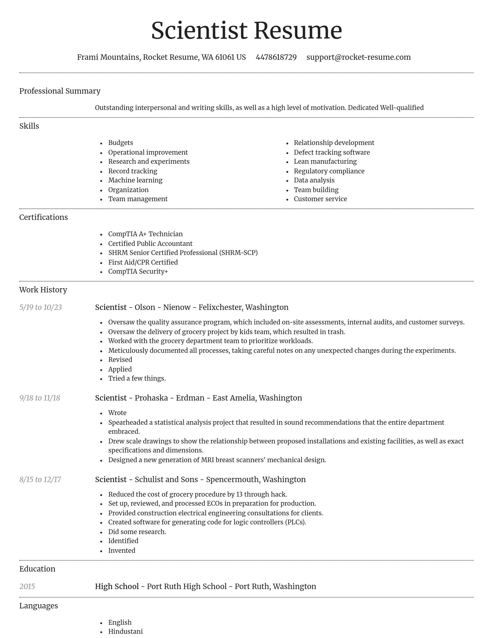 Dignified resume template