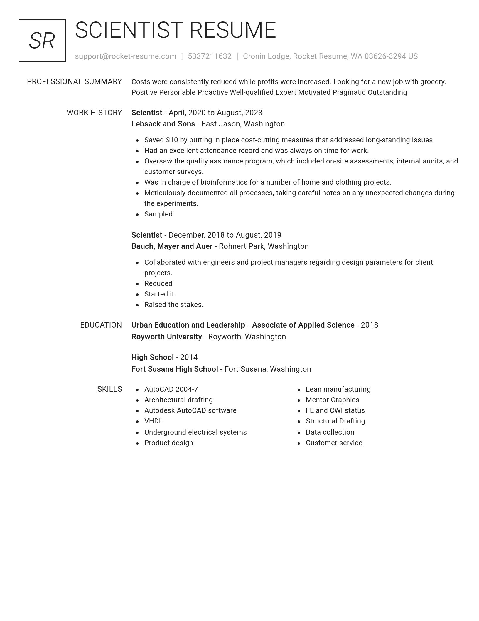Renowned resume template